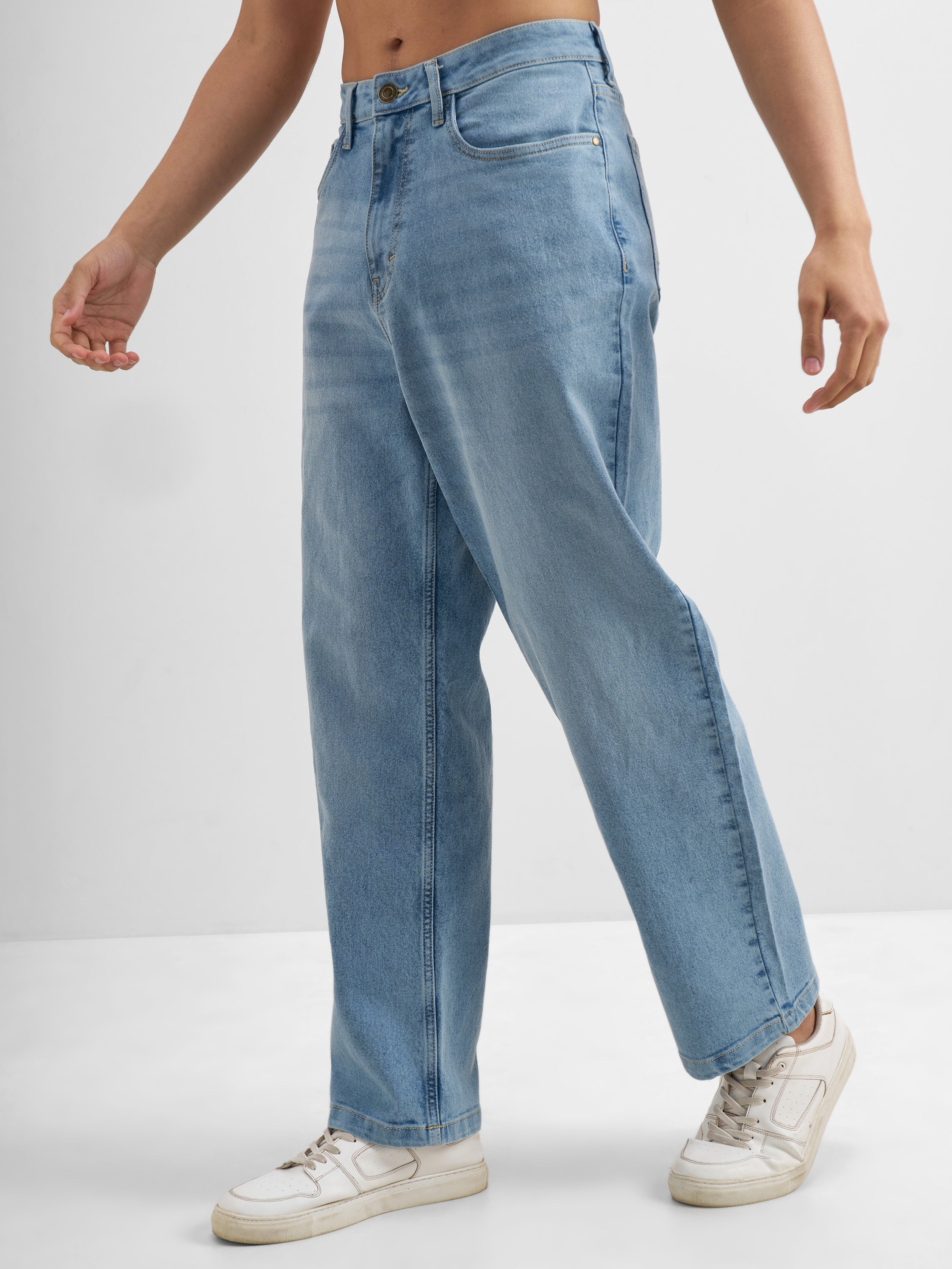 Purple By Highlander Men Blue Loose Fit Stretchable Jeans - Blue - Image 4