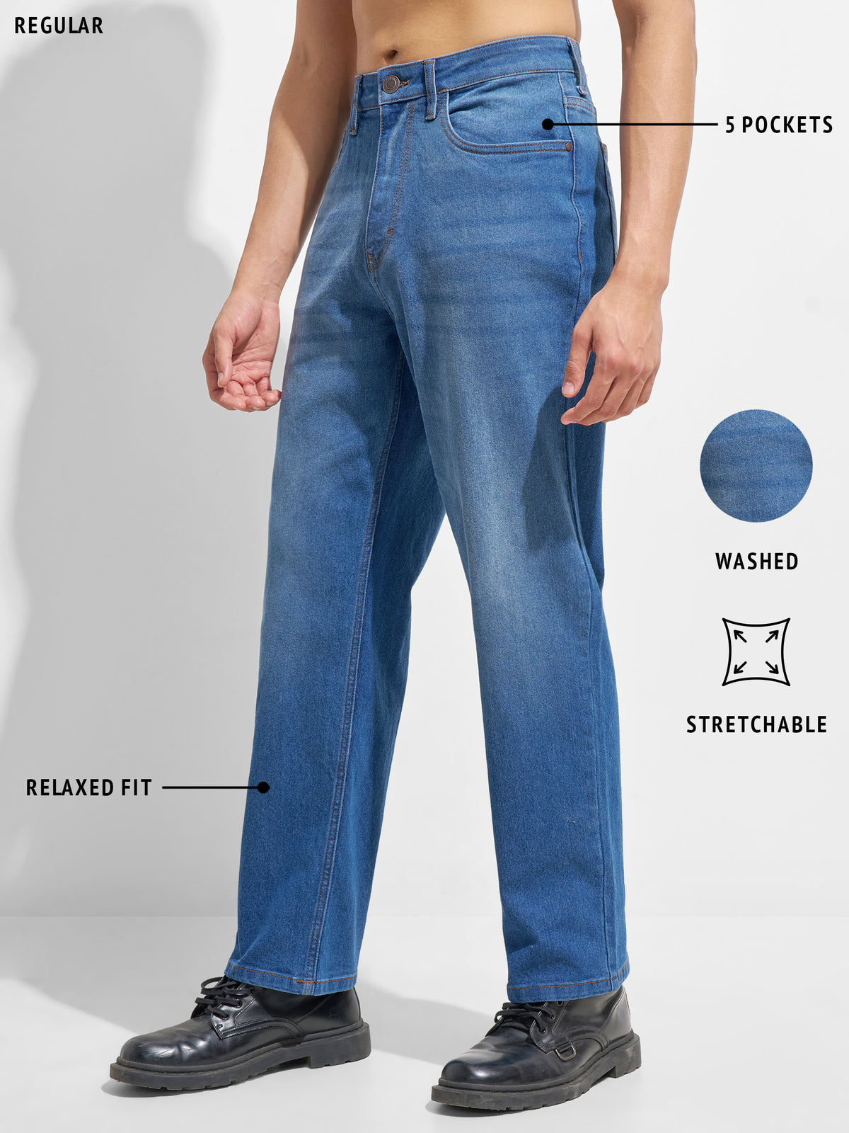 Highlander Men Blue Relaxed Fit Stretchable Jeans