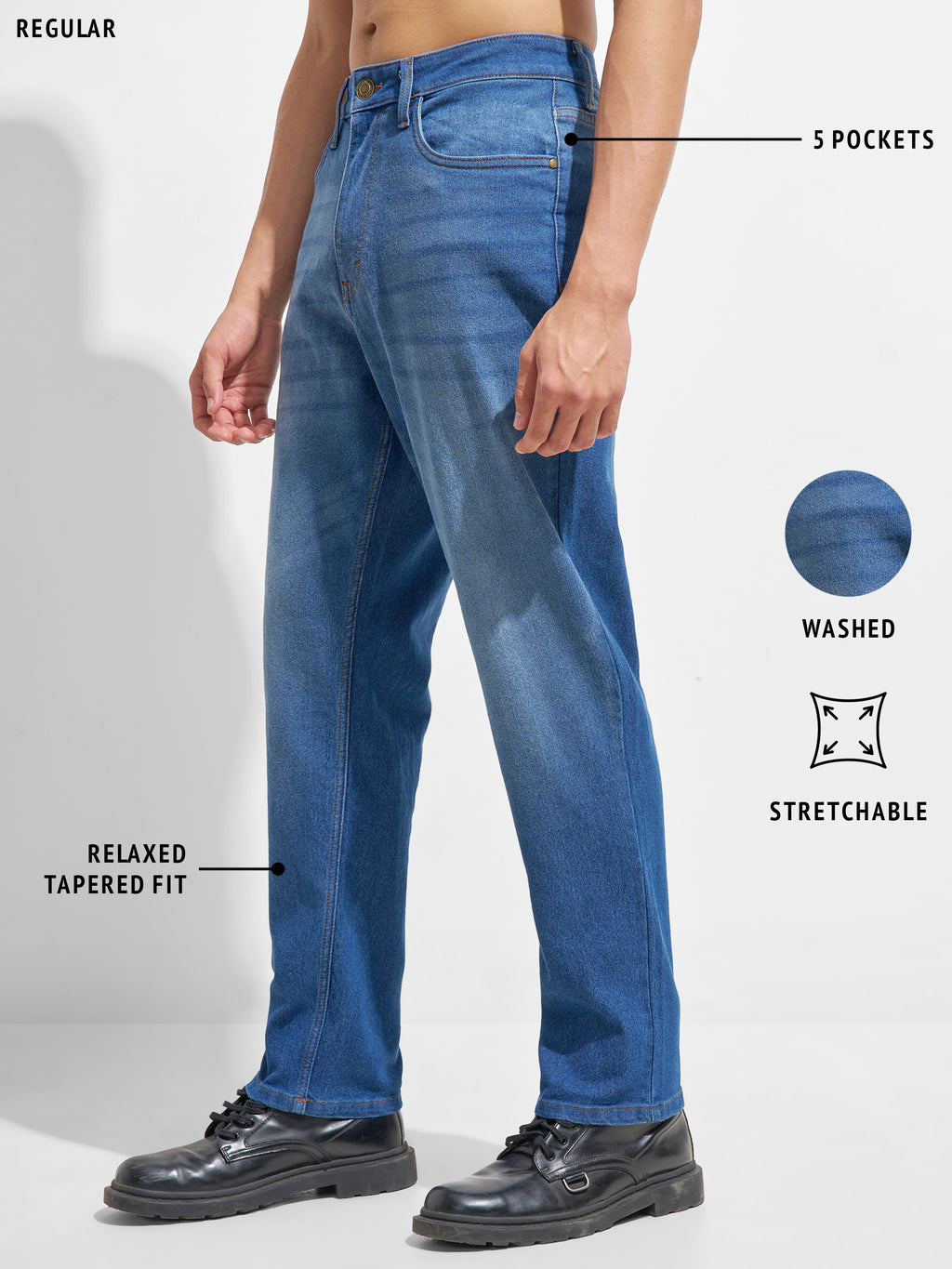 Highlander Men Blue Relaxed Fit Stretchable Jeans