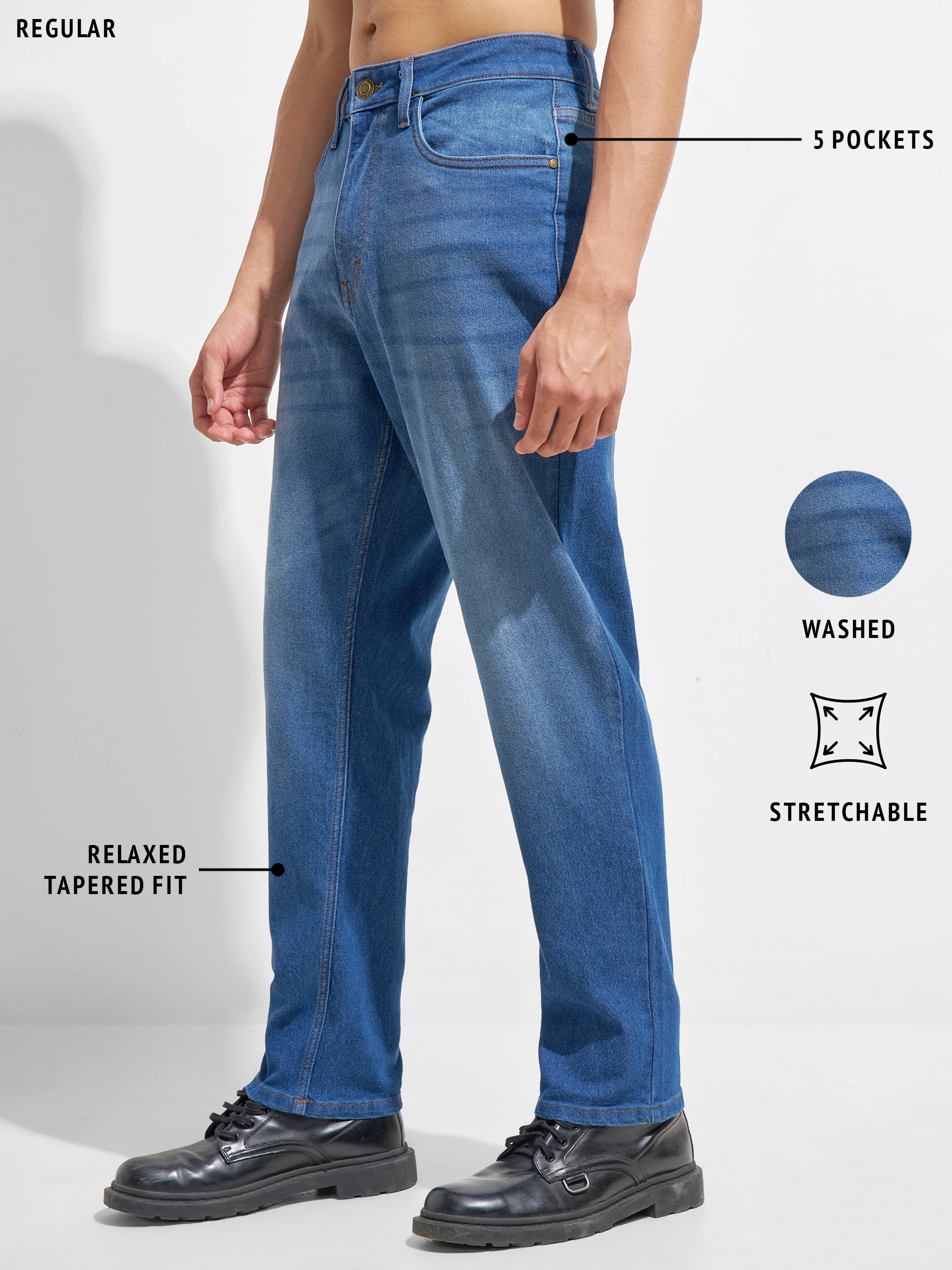 Highlander Men Blue Relaxed Fit Stretchable Jeans