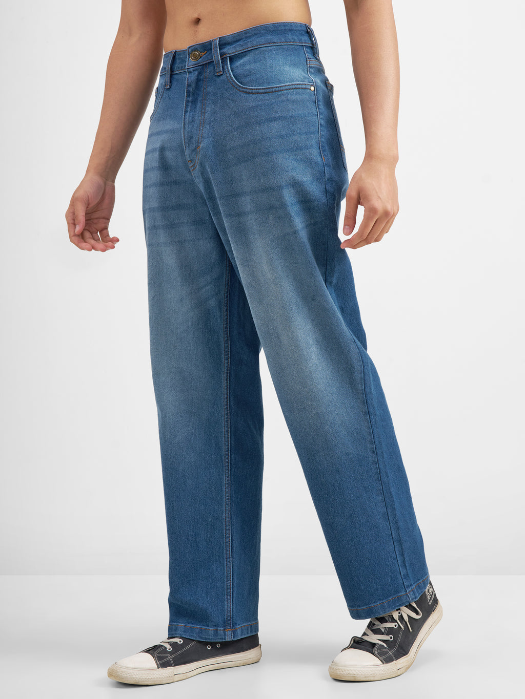 Purple By Highlander Men Blue Loose Fit Stretchable Jeans - Blue - Image 4