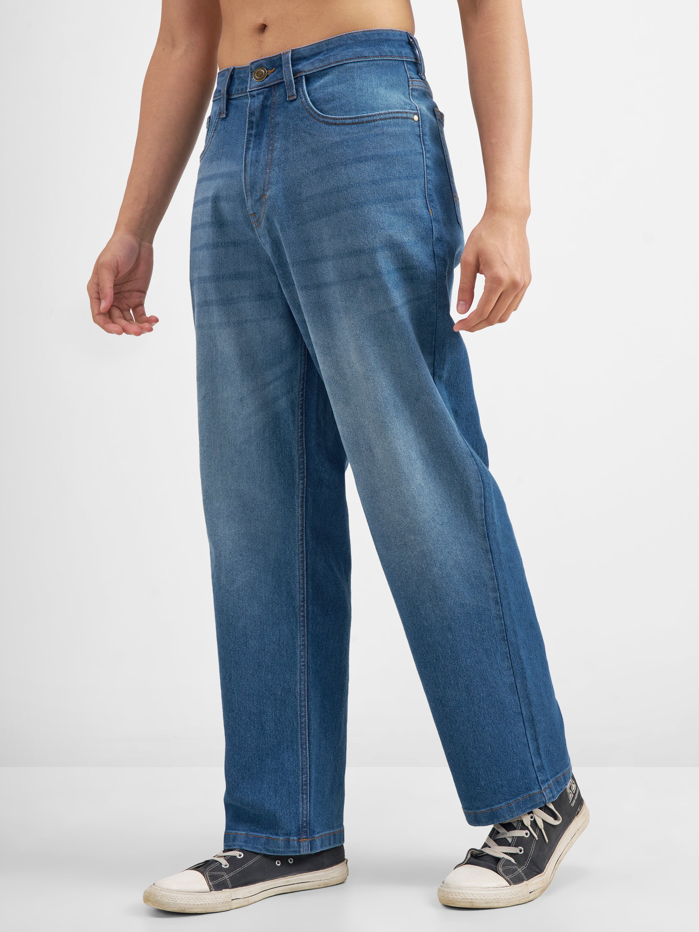 Purple By Highlander Men Blue Loose Fit Stretchable Jeans - Blue - Image 4