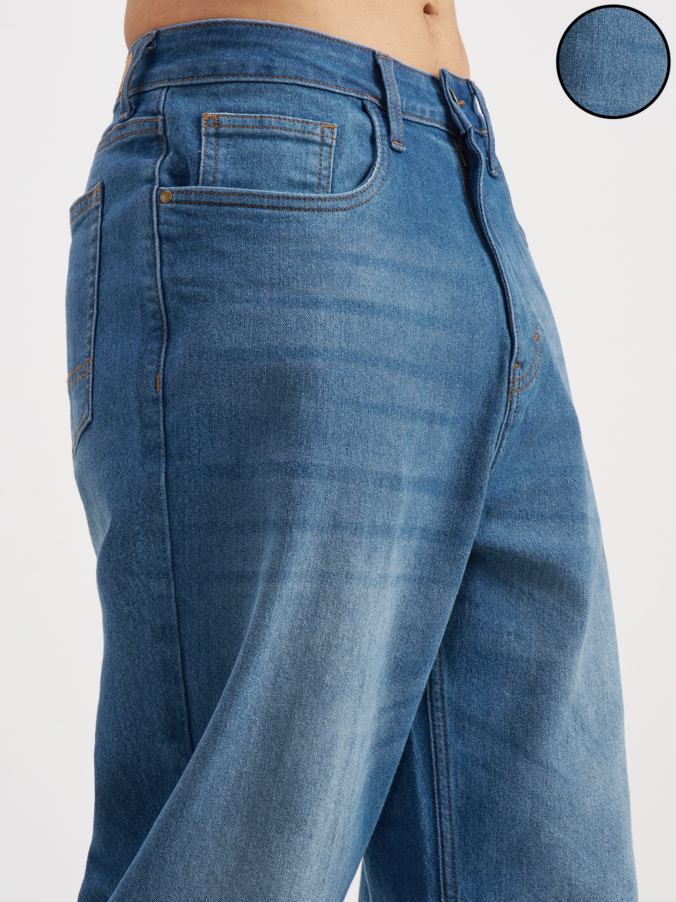 Purple By Highlander Men Blue Loose Fit Stretchable Jeans - Blue - Image 5