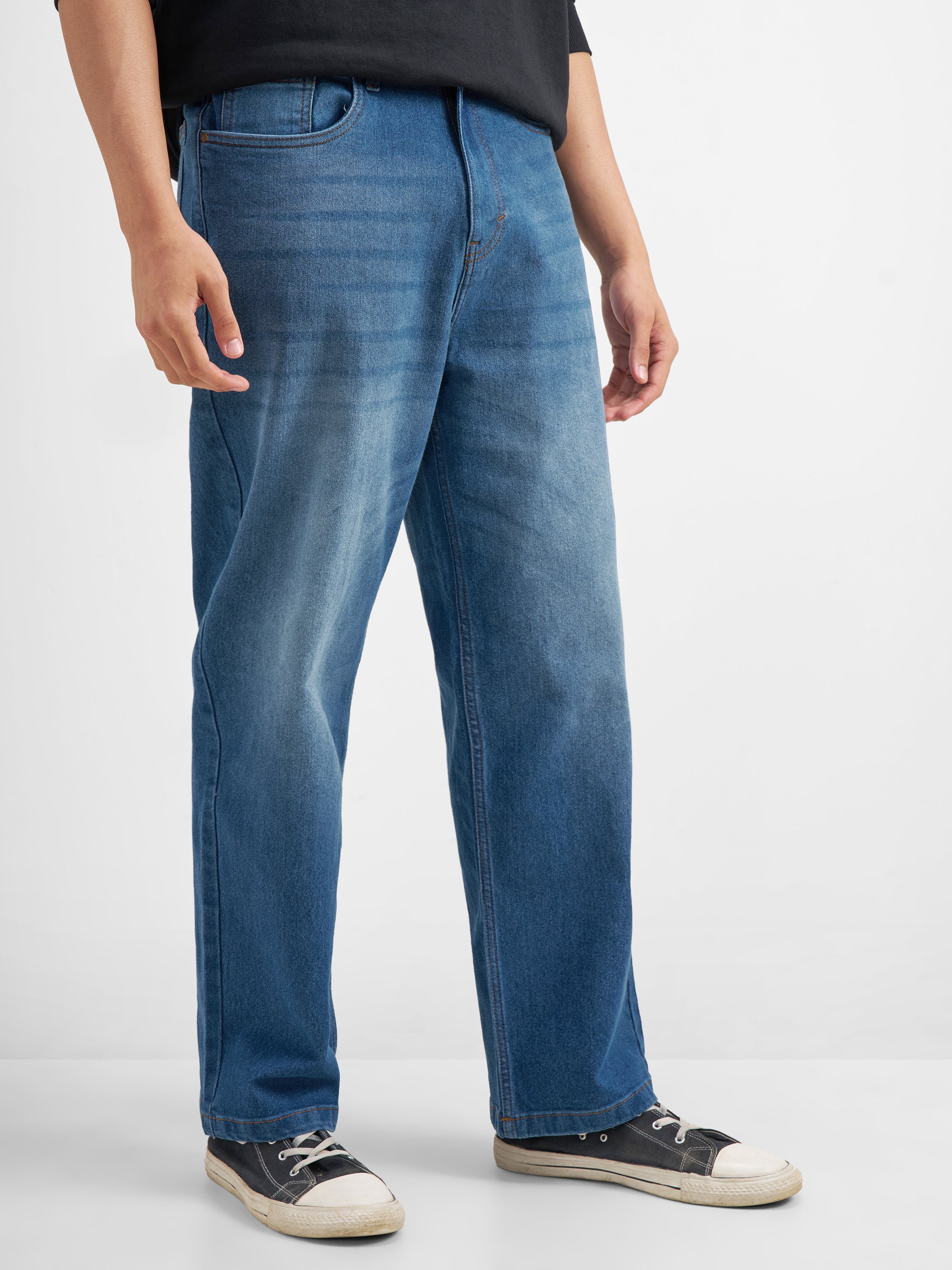 Purple By Highlander Men Blue Loose Fit Stretchable Jeans - Blue - Image 6