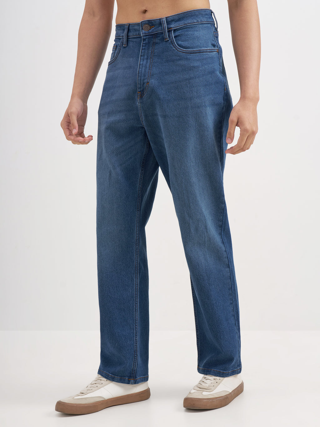 Purple By Highlander Men Blue Relaxed Fit Stretchable Jeans - Blue - Image 4