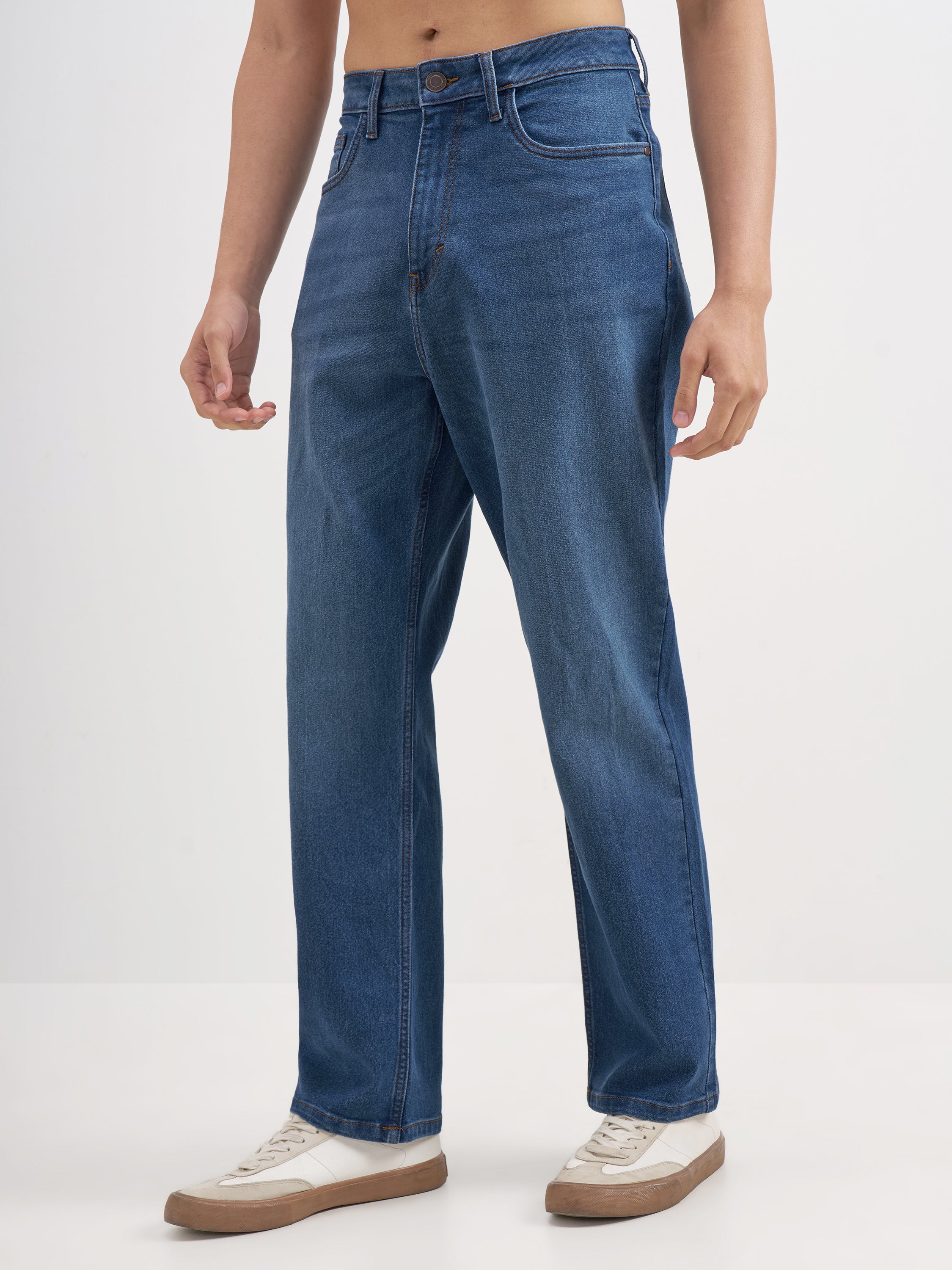 Purple By Highlander Men Blue Relaxed Fit Stretchable Jeans - Blue - Image 4