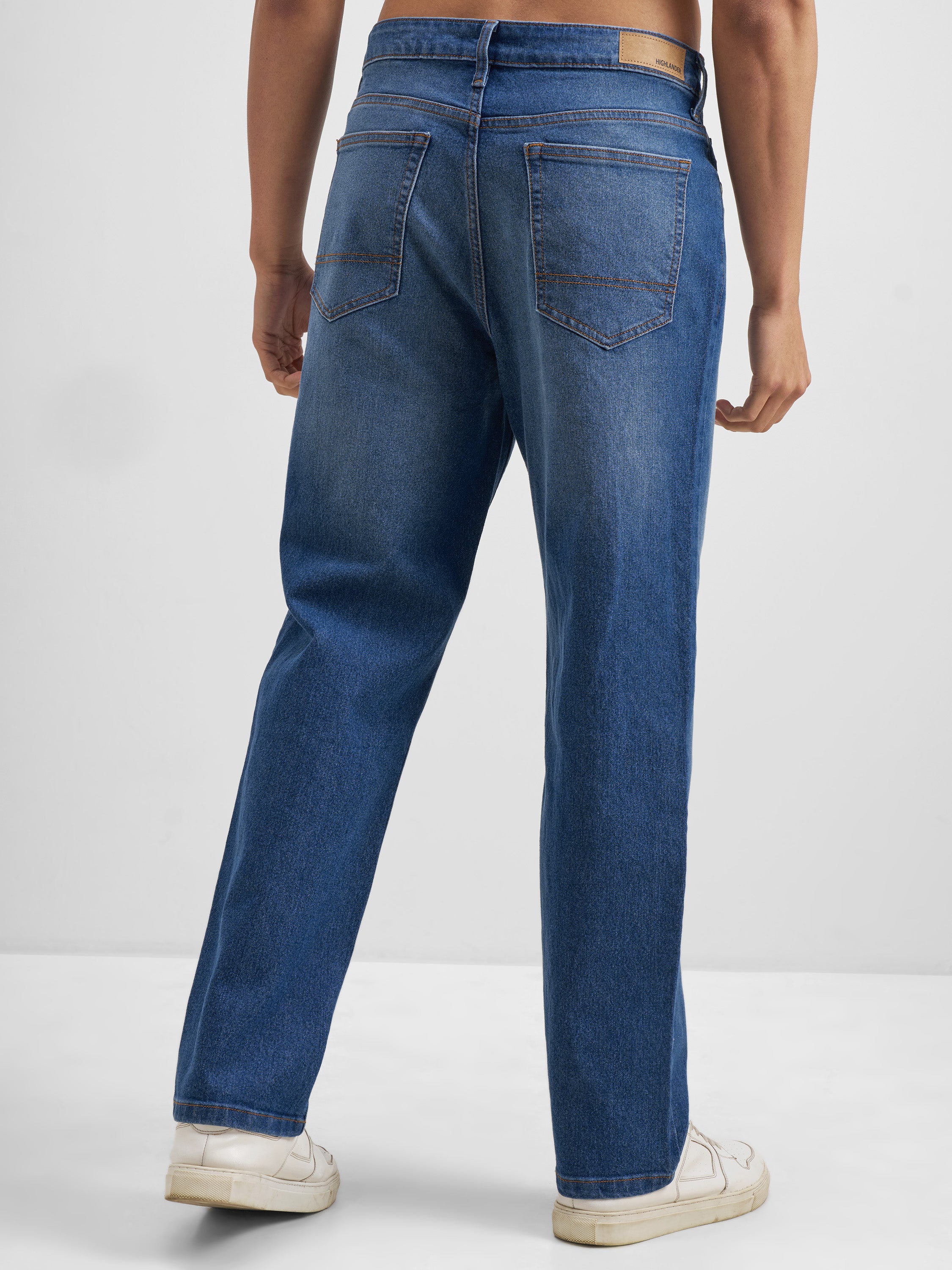 Purple By Highlander Men Blue Relaxed Fit Stretchable Jeans - Blue - Image 3