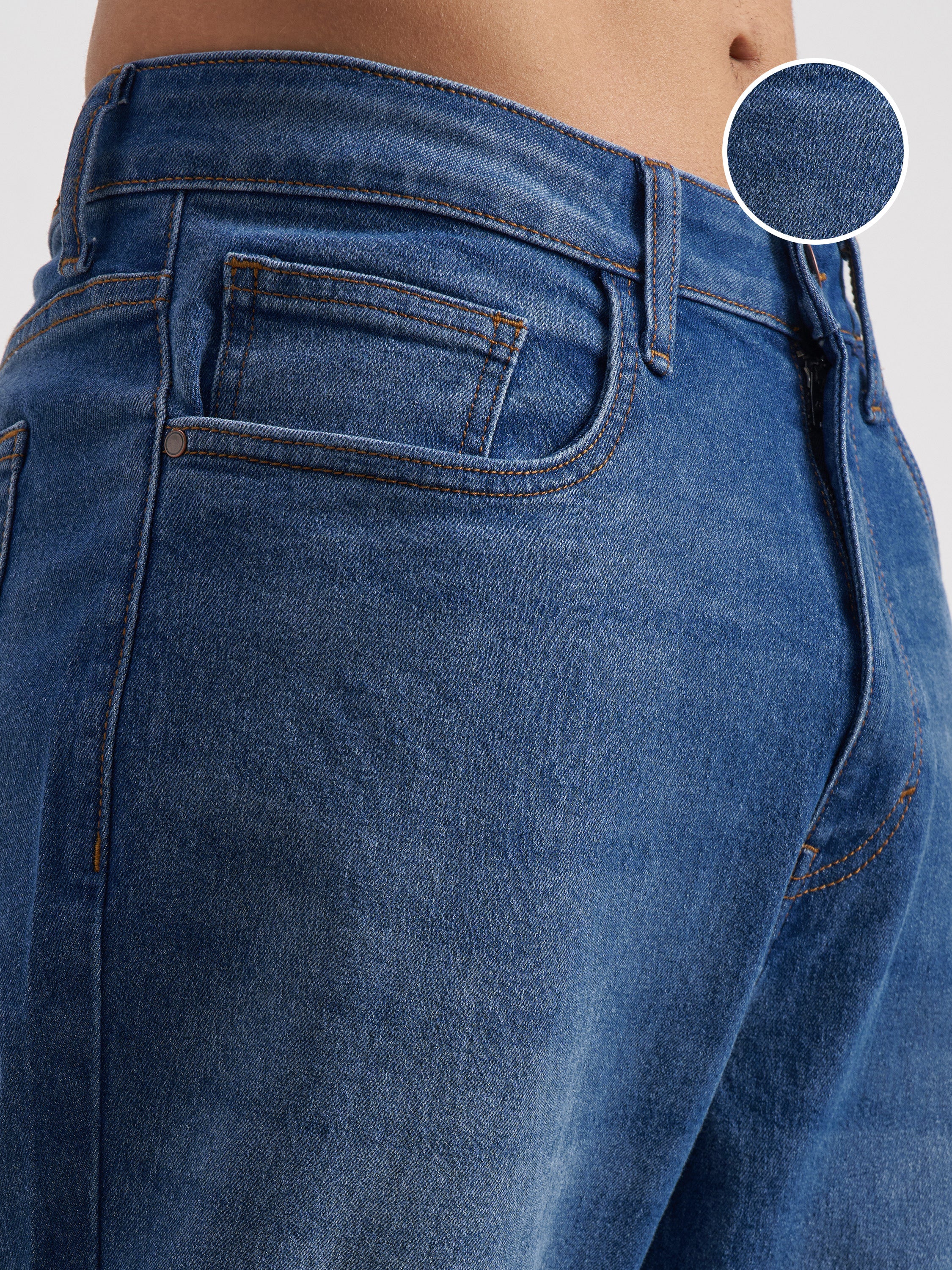 Purple By Highlander Men Blue Relaxed Fit Stretchable Jeans - Blue - Image 5