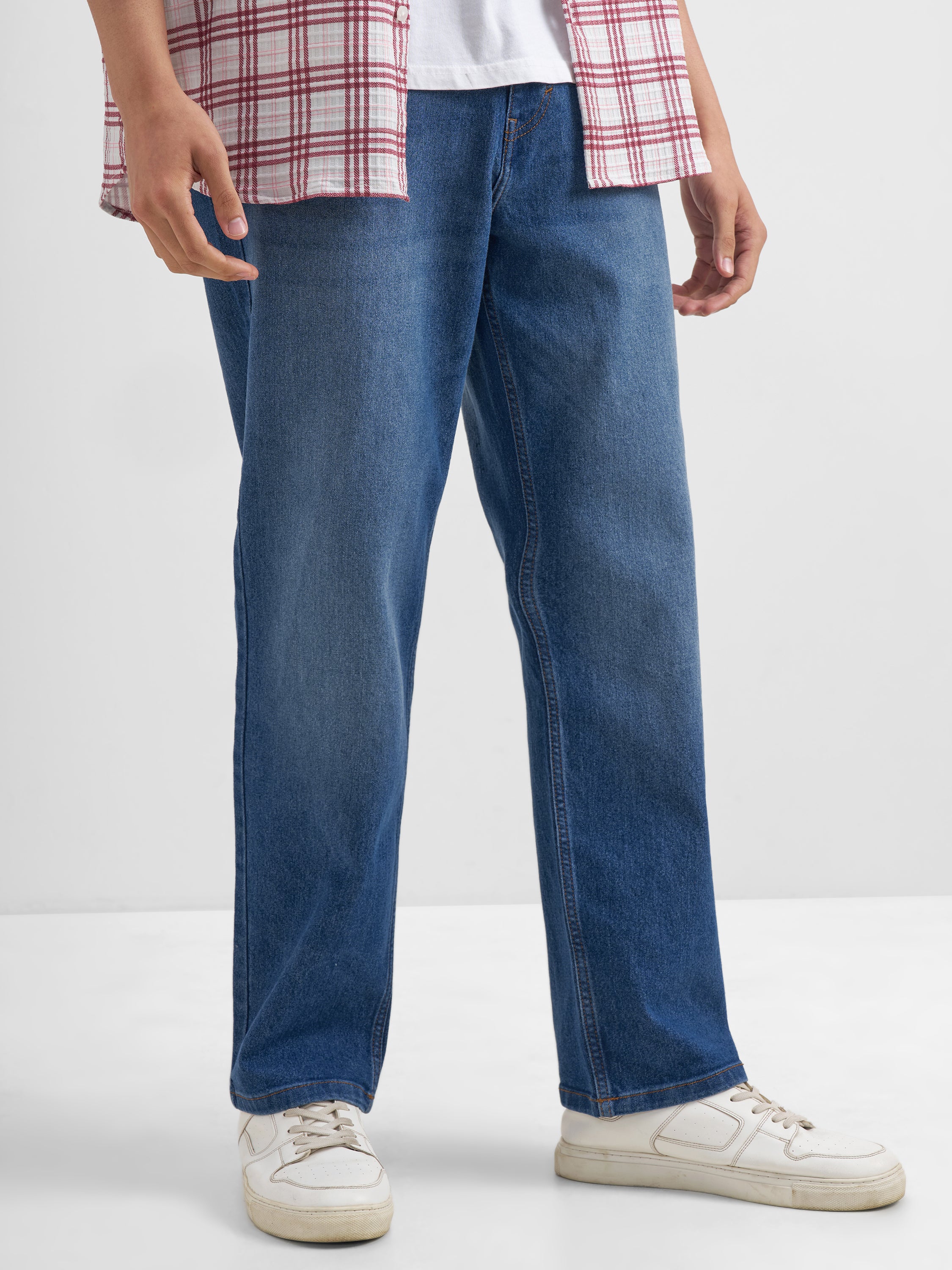 Purple By Highlander Men Blue Relaxed Fit Stretchable Jeans - Blue - Image 6