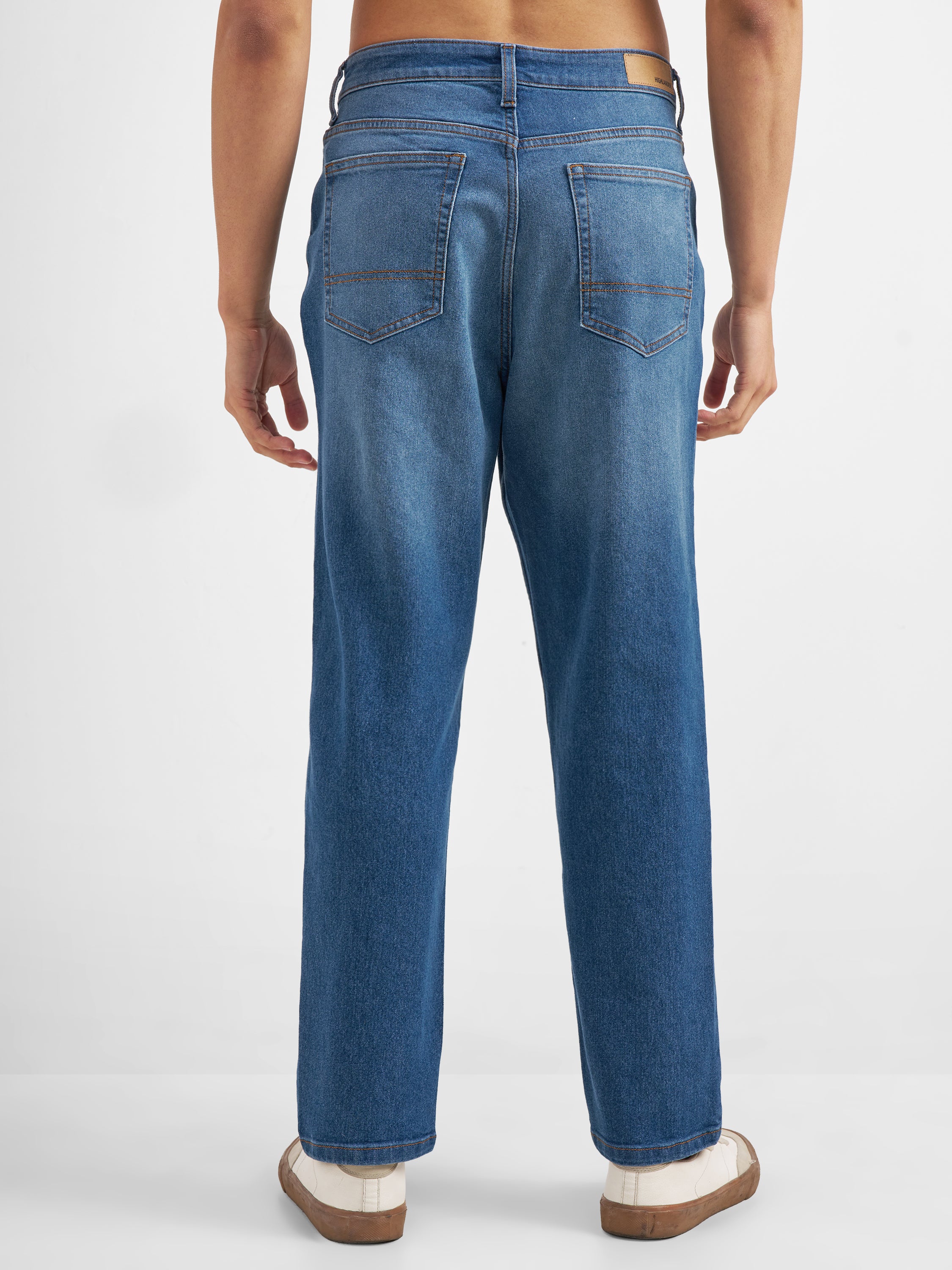 Purple By Highlander Men Blue Straight Fit Stretchable Jeans - Blue - Image 3