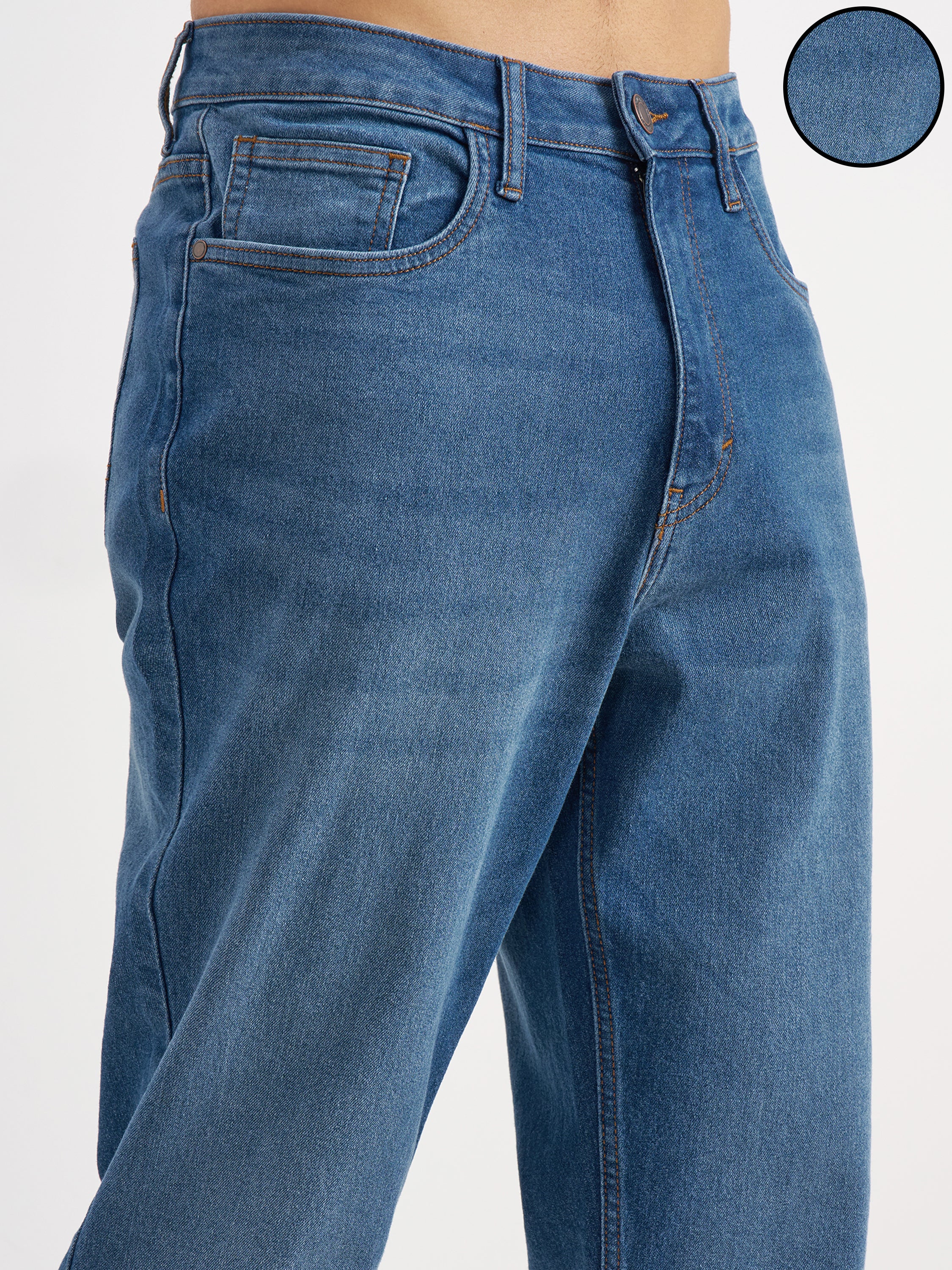 Purple By Highlander Men Blue Straight Fit Stretchable Jeans - Blue - Image 5