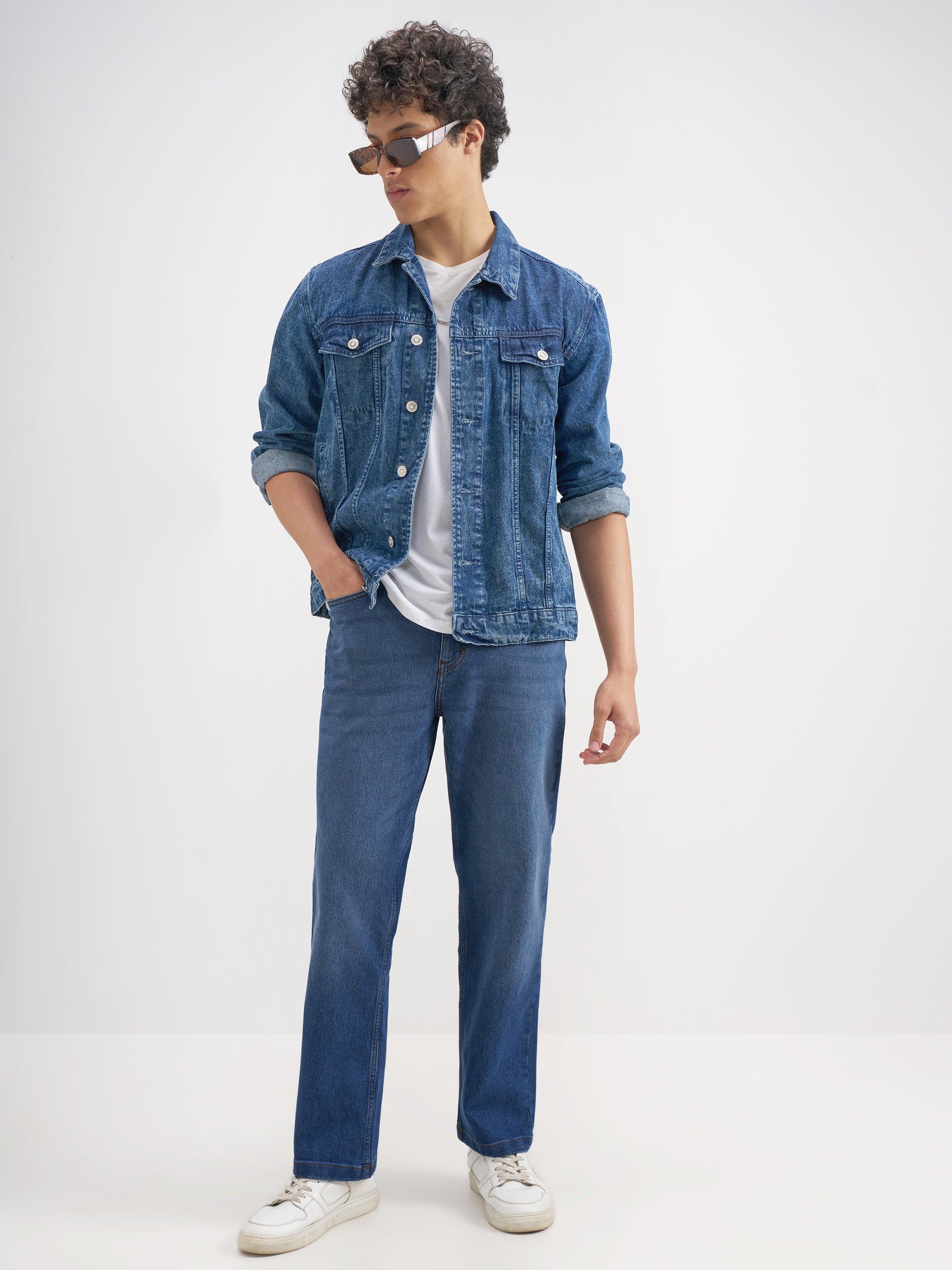 Purple By Highlander Men Blue Straight Fit Stretchable Jeans - Blue - Image 2