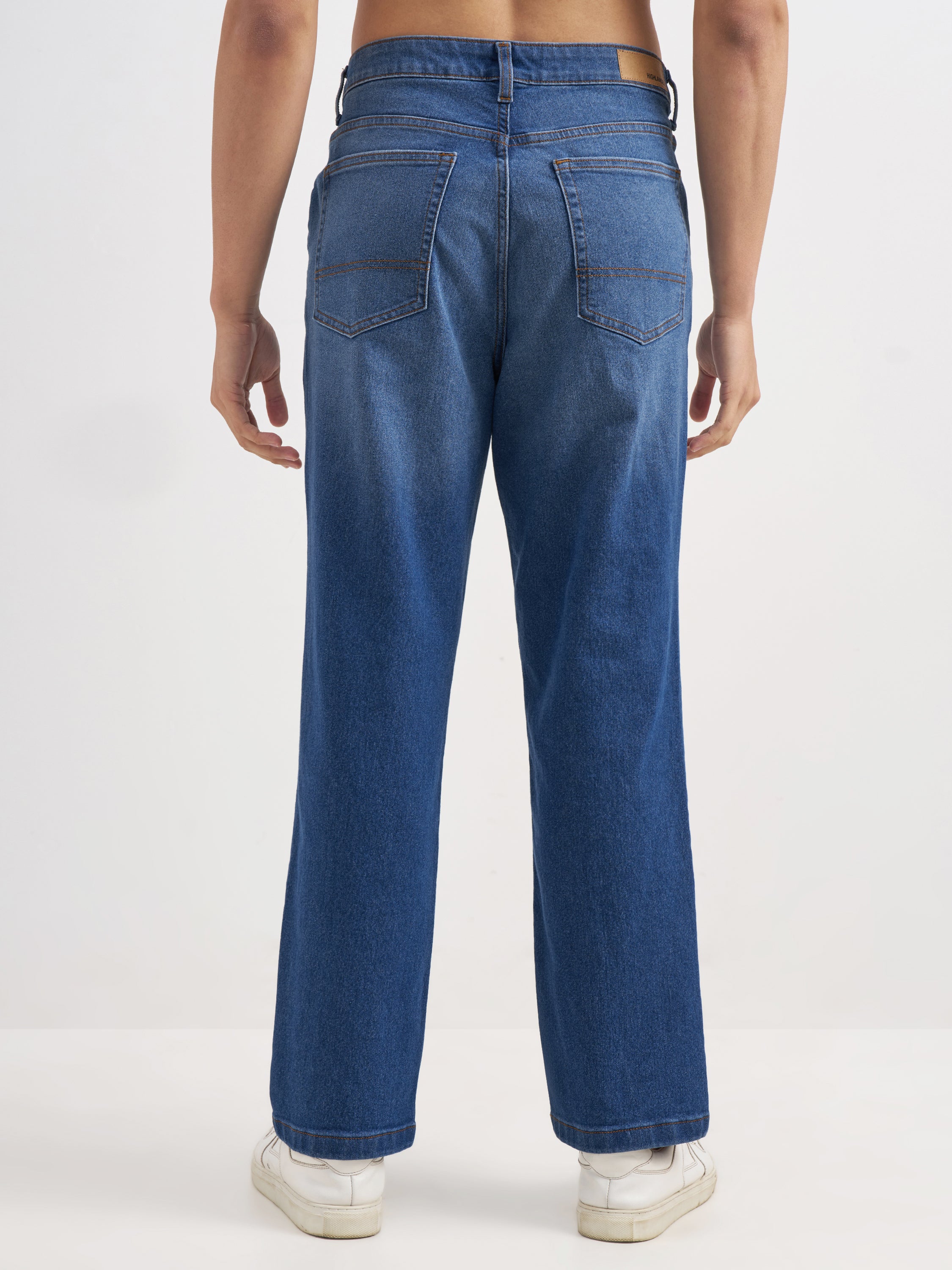Purple By Highlander Men Blue Straight Fit Stretchable Jeans - Blue - Image 3