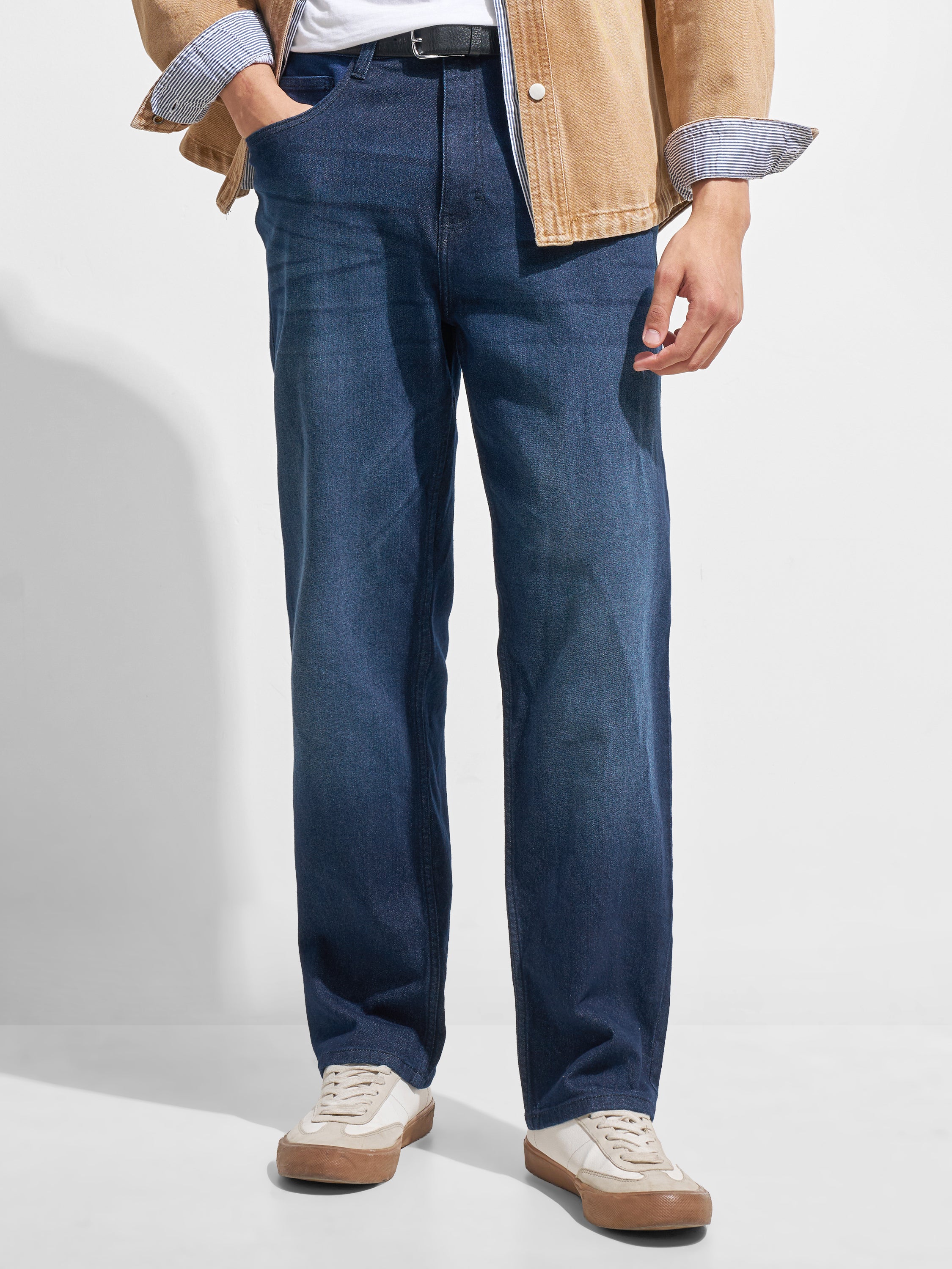 Purple By Highlander Men Blue Relaxed Fit Stretchable Jeans
