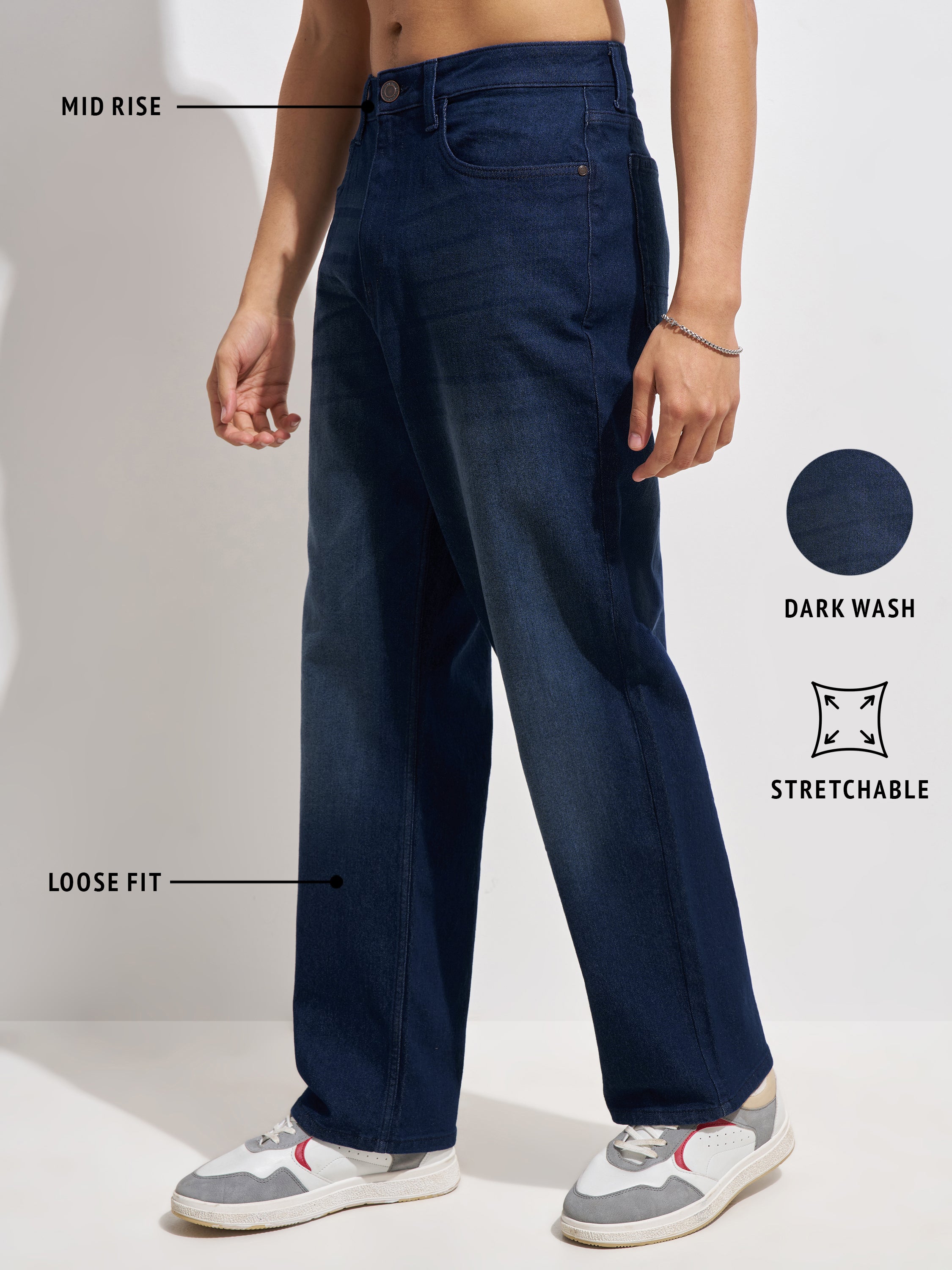 Purple By Highlander Men Blue Loose Fit Stretchable Jeans