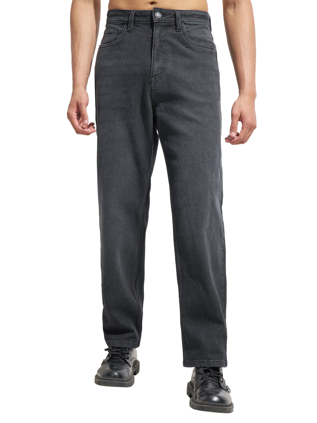 Purple By Highlander Men Black Straight Fit Stretchable Jeans