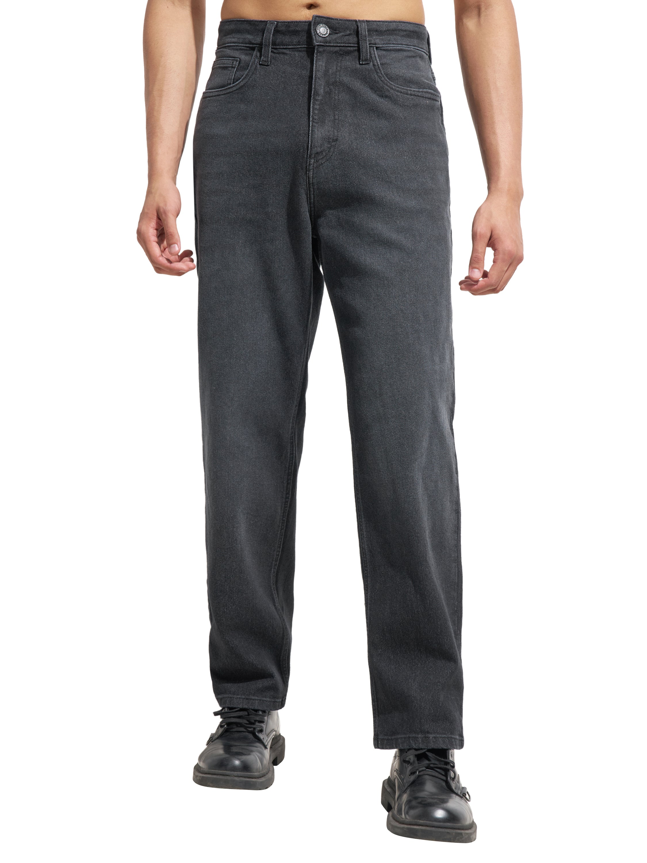 Purple By Highlander Men Black Straight Fit Stretchable Jeans