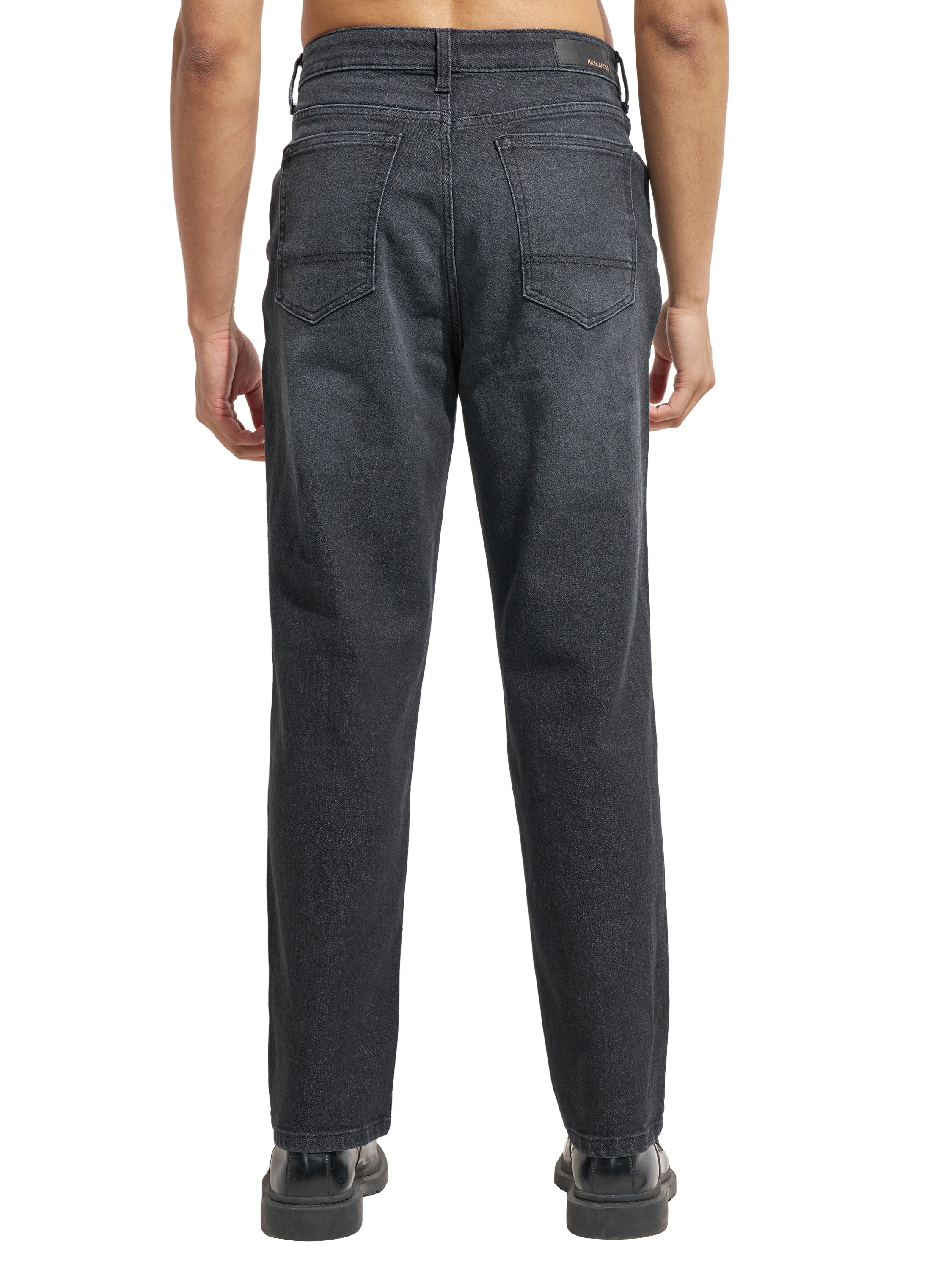 Purple By Highlander Men Black Straight Fit Stretchable Jeans
