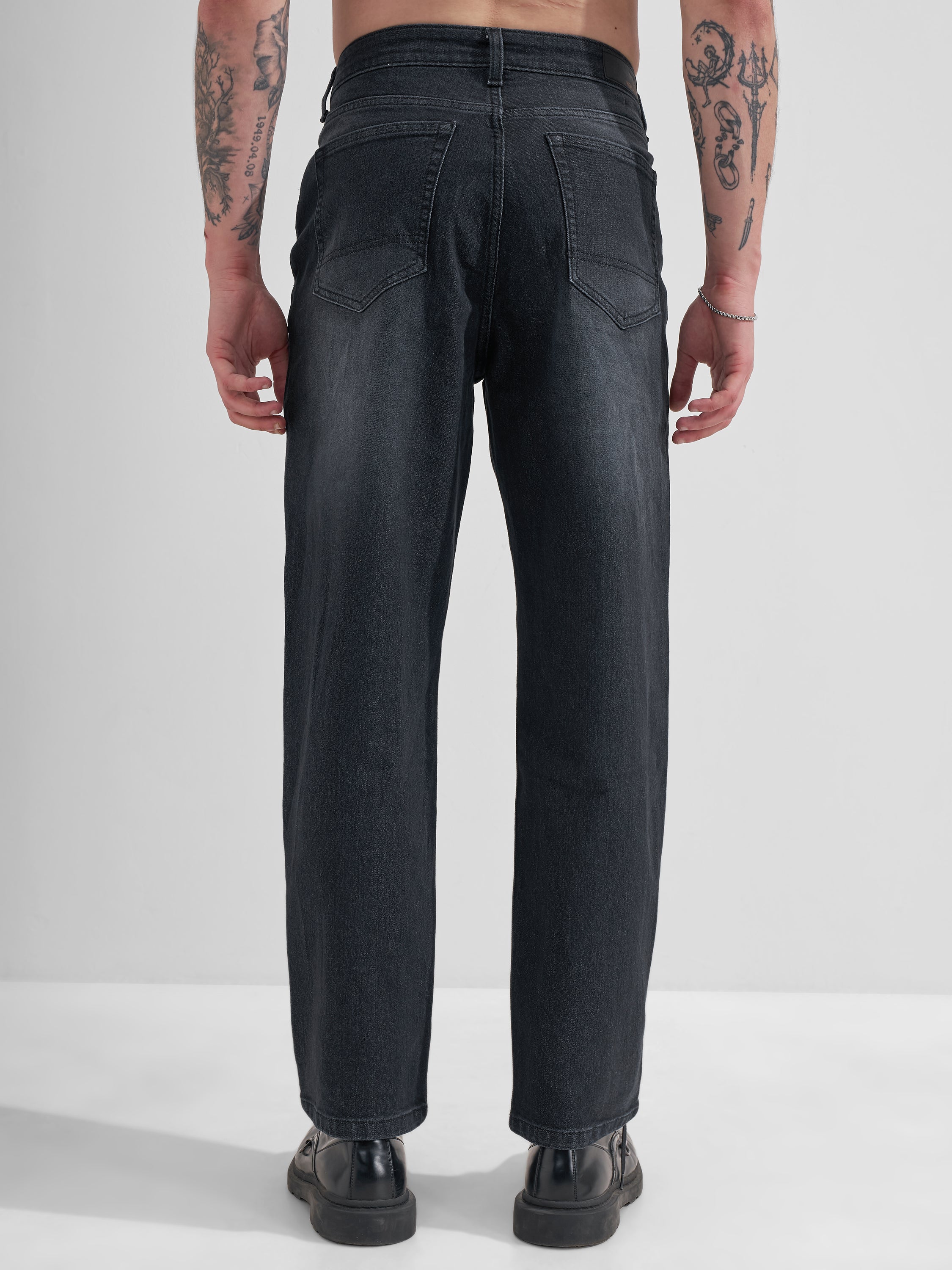 Highlander Men Black Relaxed Fit Stretchable Jeans