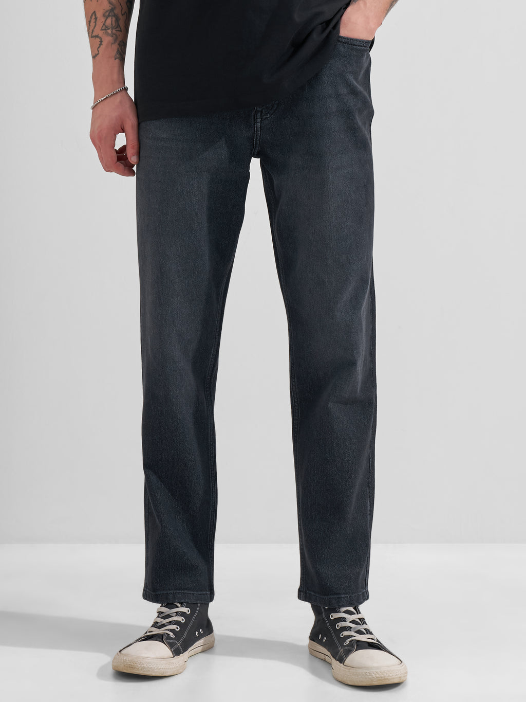 Highlander Men Black Relaxed Fit Stretchable Jeans