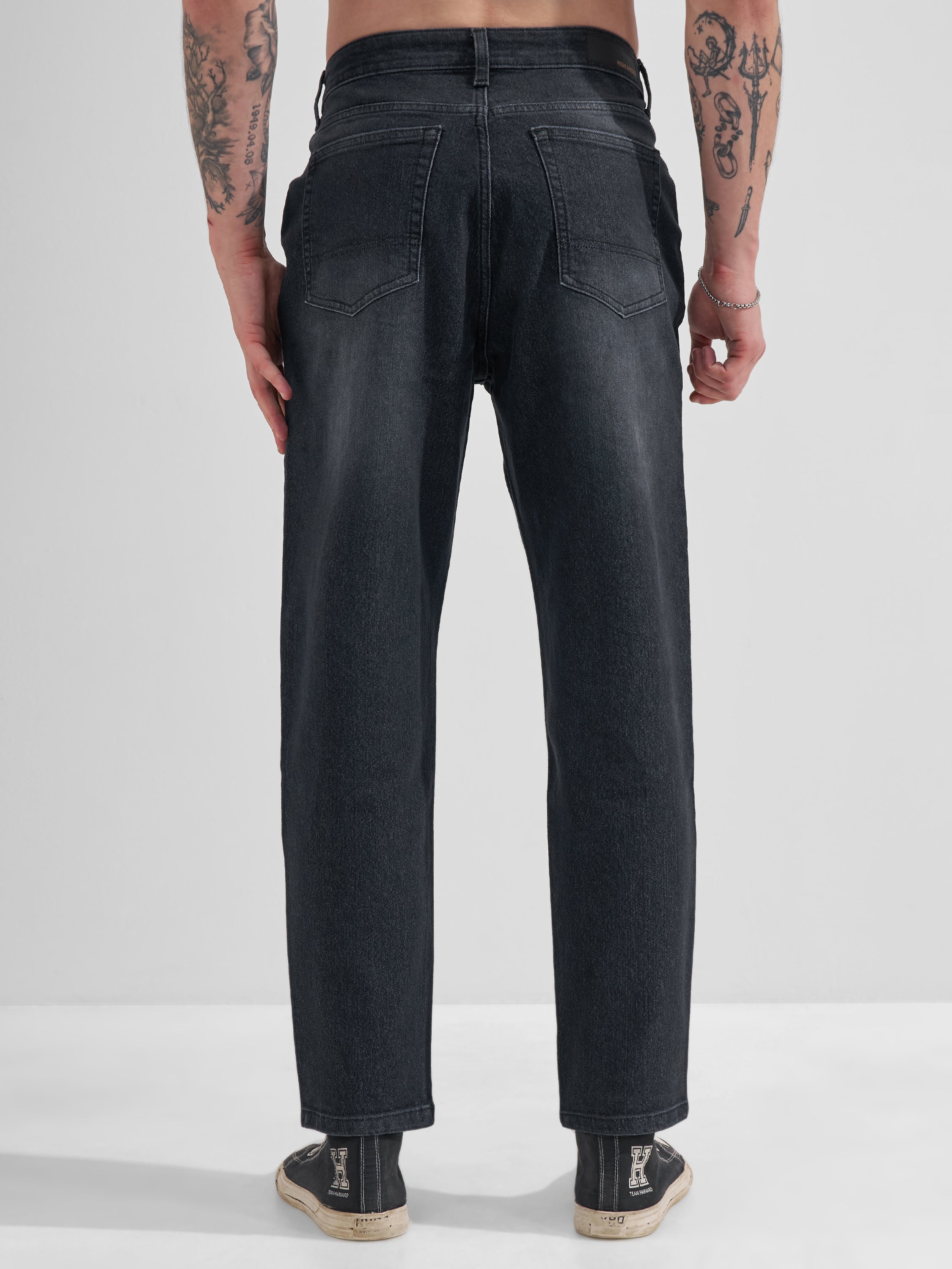 Highlander Men Black Relaxed Fit Stretchable Jeans