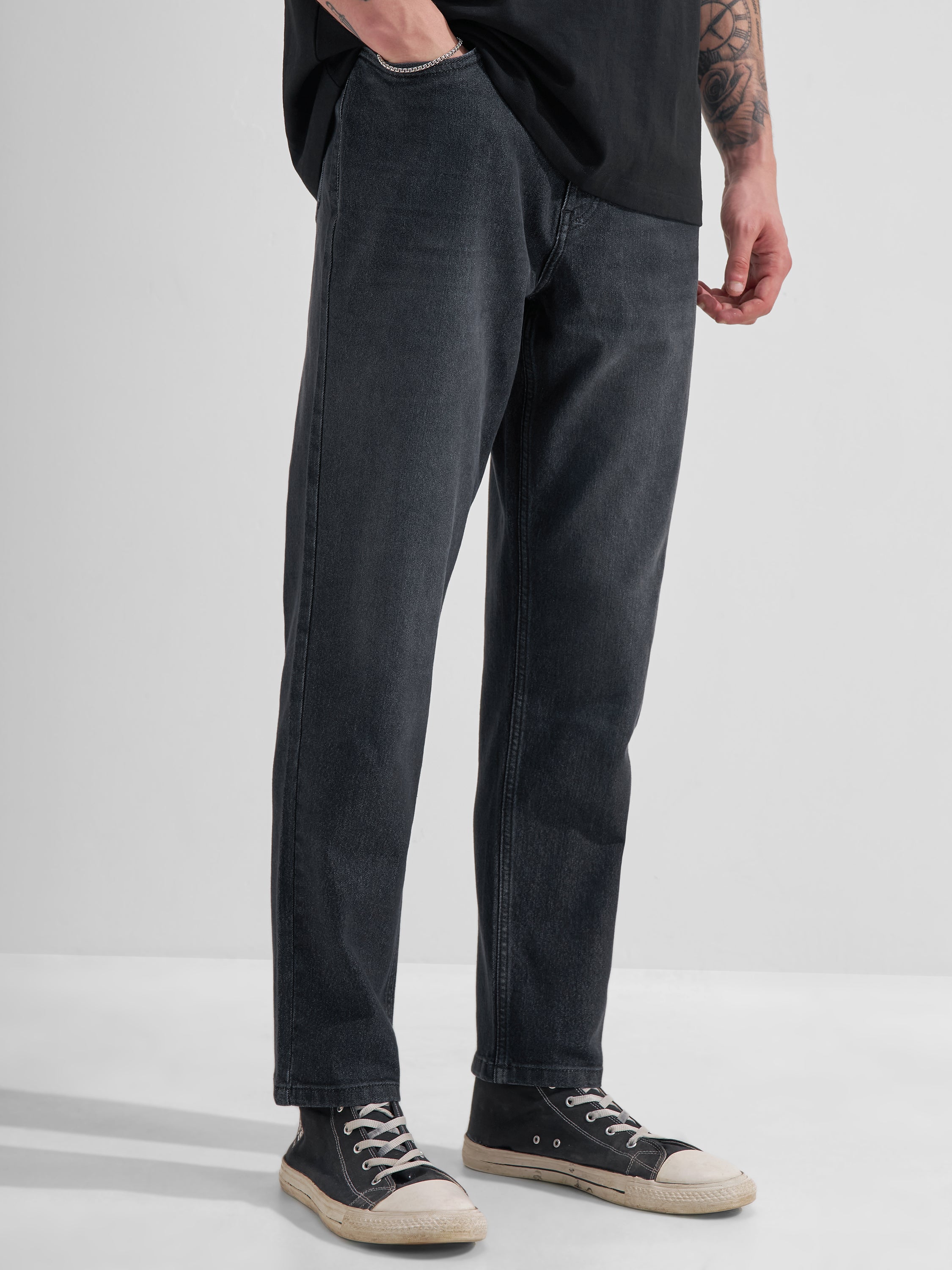 Highlander Men Black Relaxed Fit Stretchable Jeans