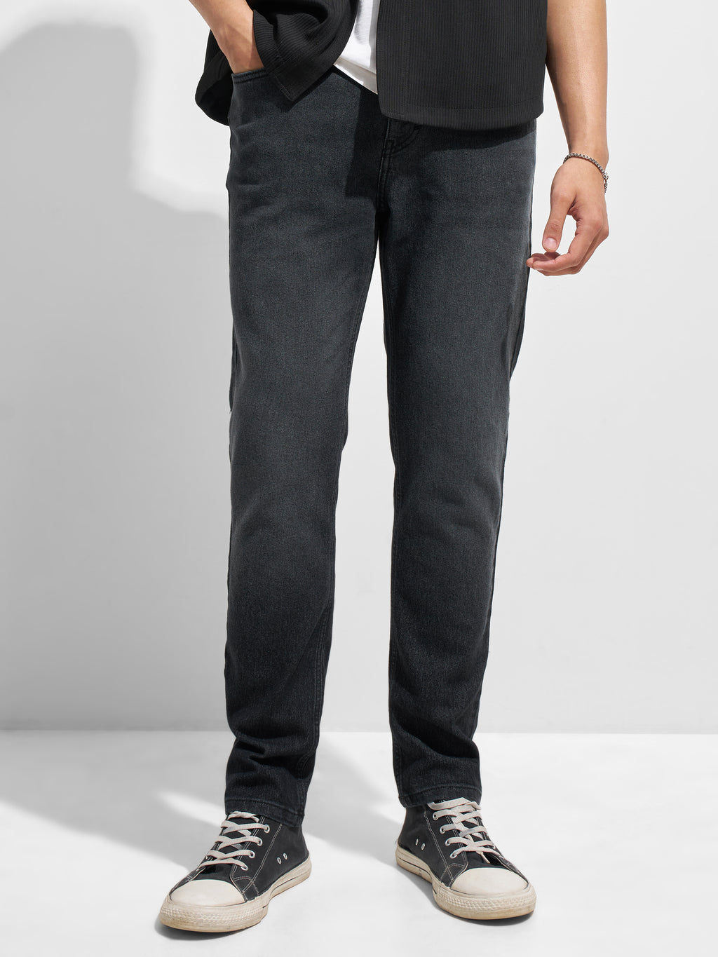 Purple By Highlander Men Black Slim Fit Stretchable Jeans