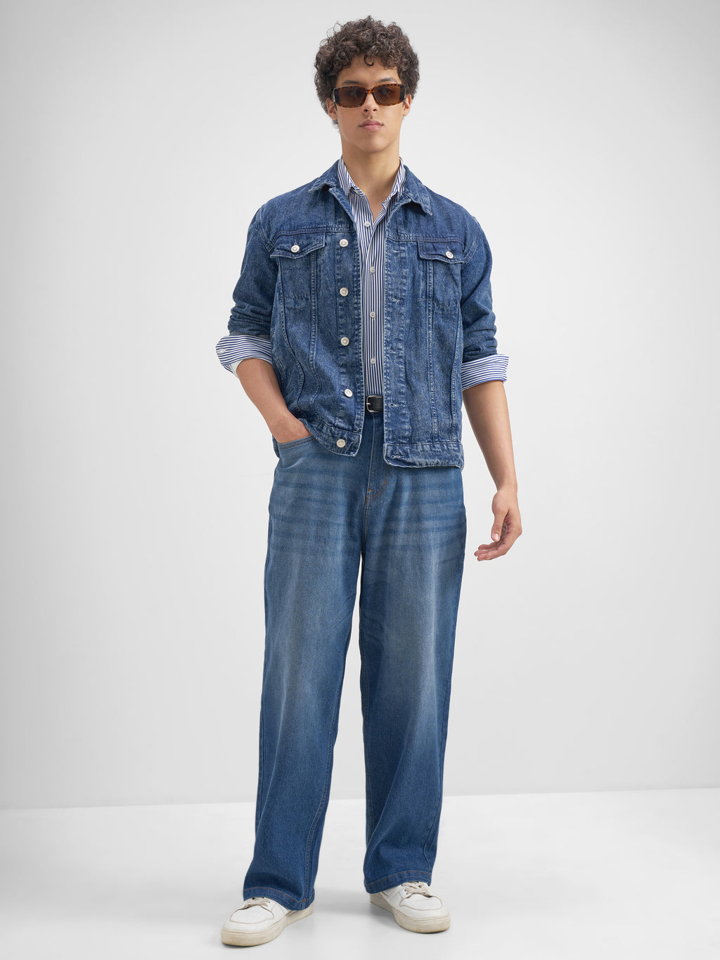 Purple By Highlander Men Blue Baggy Fit Stretchable Jeans - Blue - Image 2