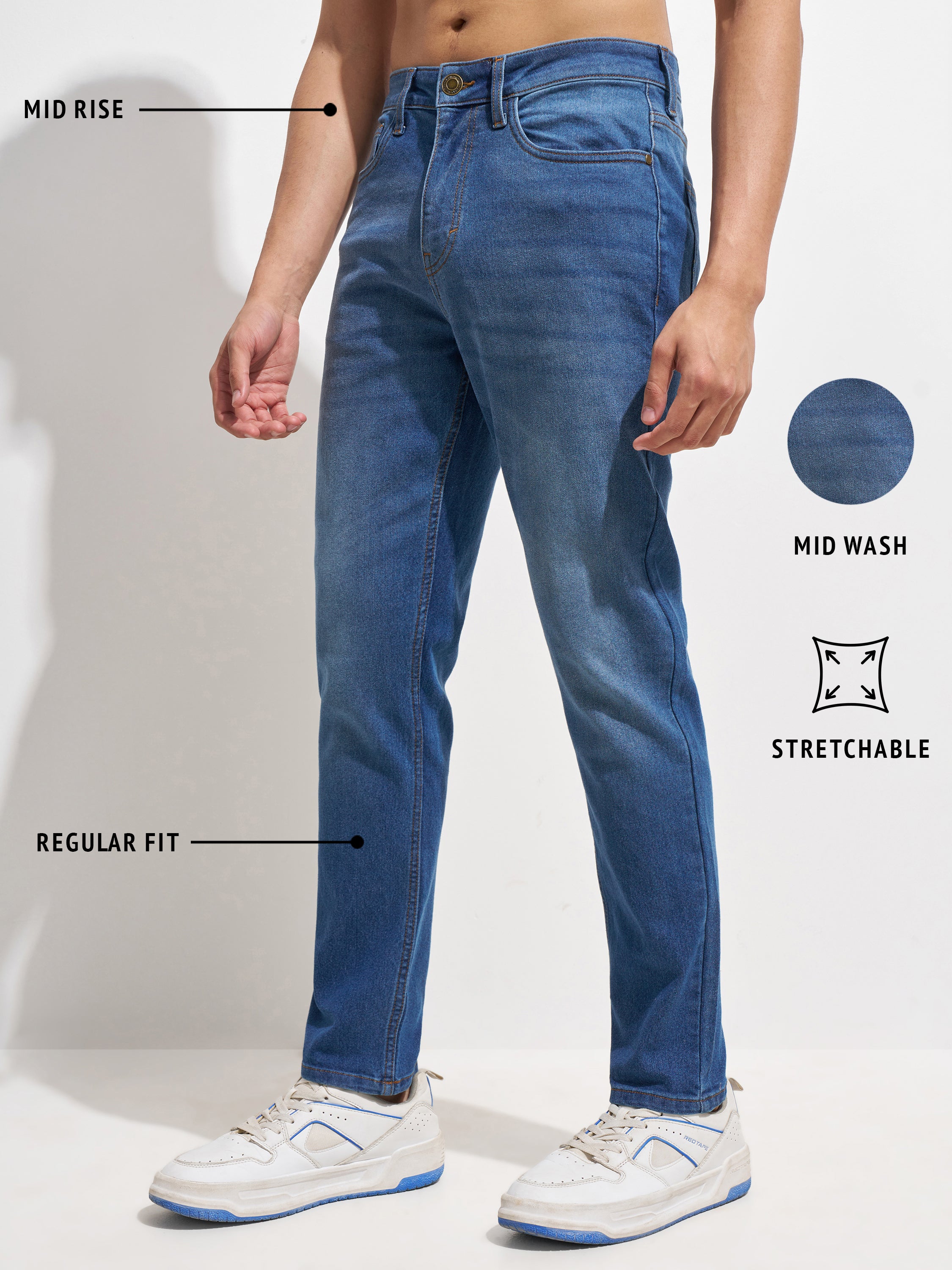 Purple By Highlander Men Blue Regular Fit Stretchable Jeans