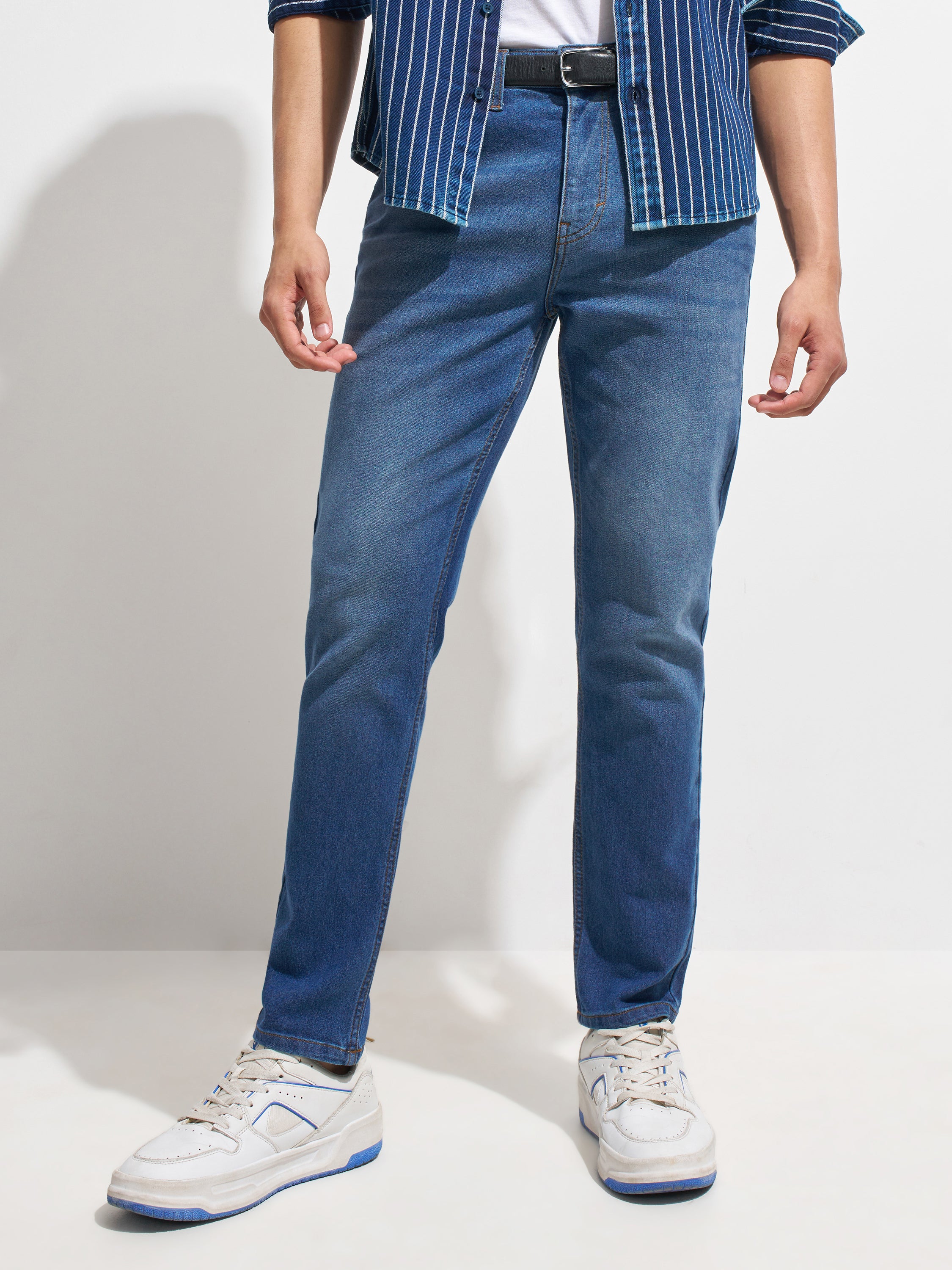 Purple By Highlander Men Blue Regular Fit Stretchable Jeans