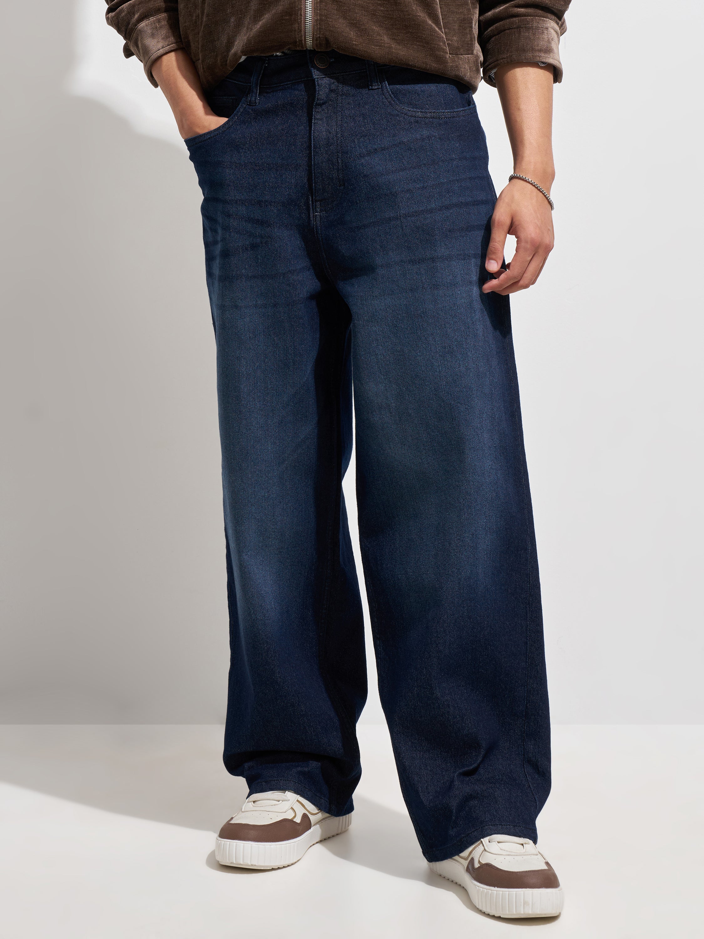 Purple By Highlander Men Blue Baggy Fit Stretchable Jeans