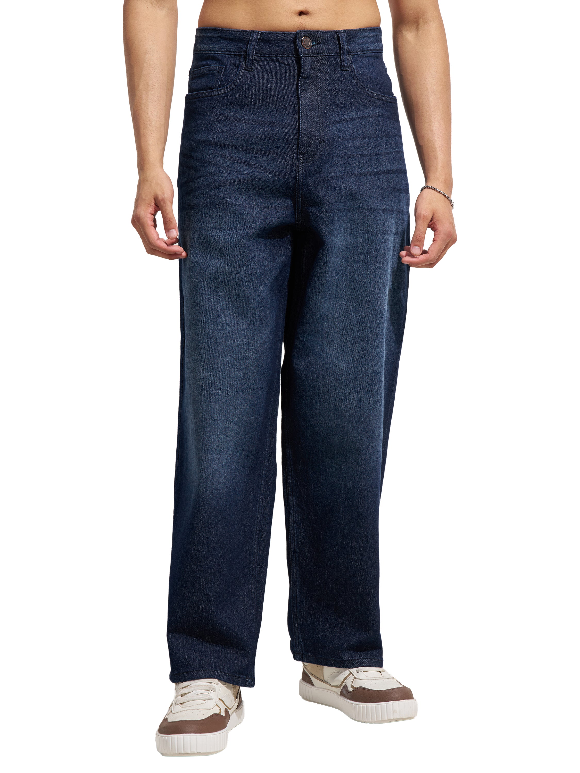 Purple By Highlander Men Blue Baggy Fit Stretchable Jeans