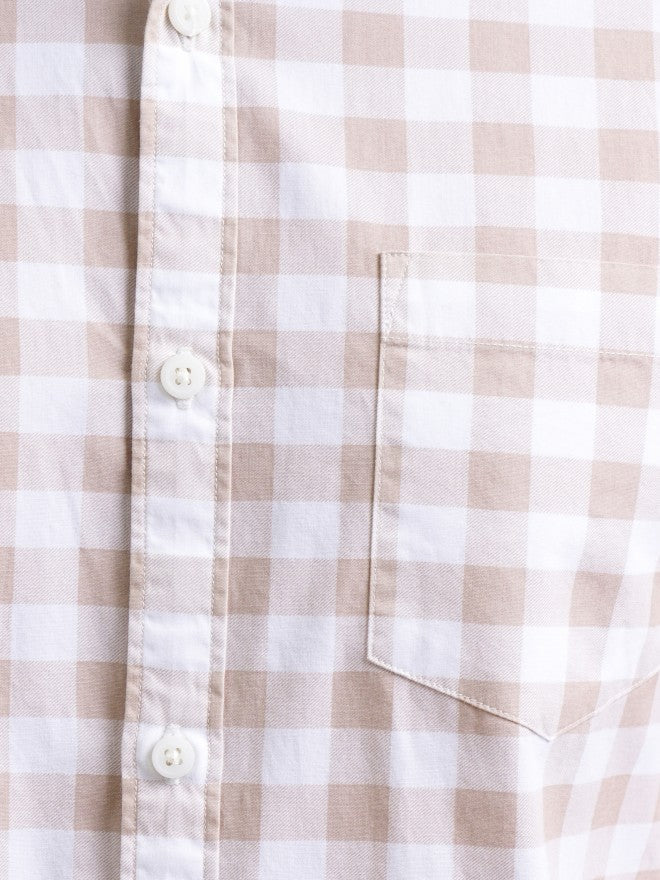 Highlander Men Beige Checked Slim Fit Casual Shirt - Beige - Image 7