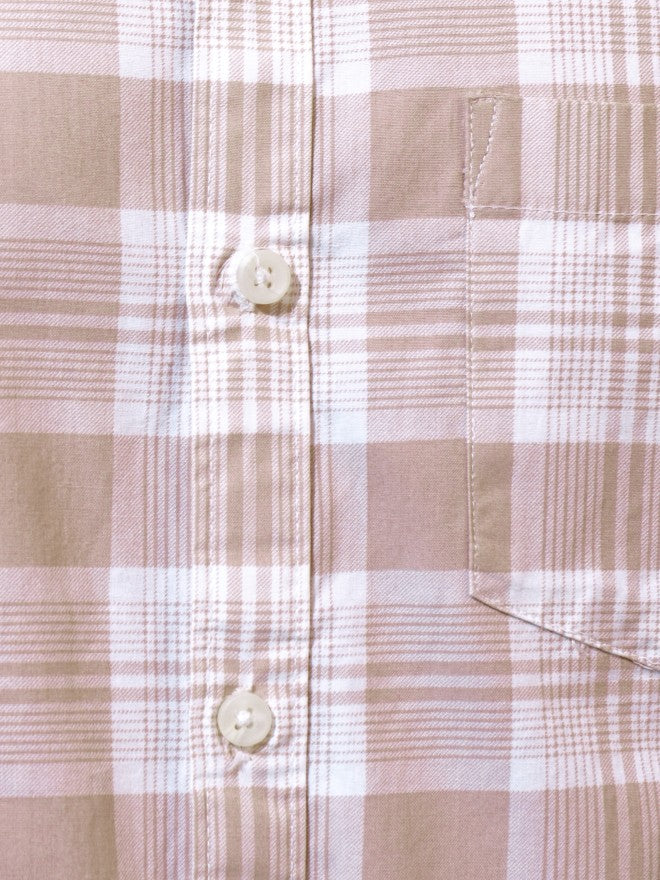 Highlander Men Beige Checked Slim Fit Casual Shirt - Beige - Image 7