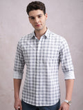 Highlander Men Grey Checked Slim Fit Casual Shirt - Grey - Image 1