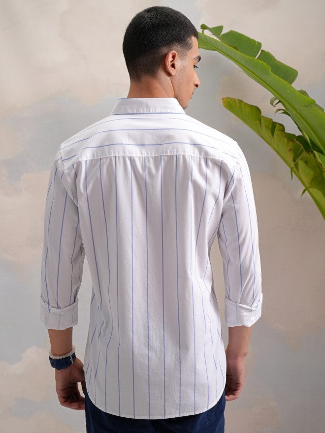 Highlander Men Black Striped Slim Fit Casual Shirt - Black - Image 3