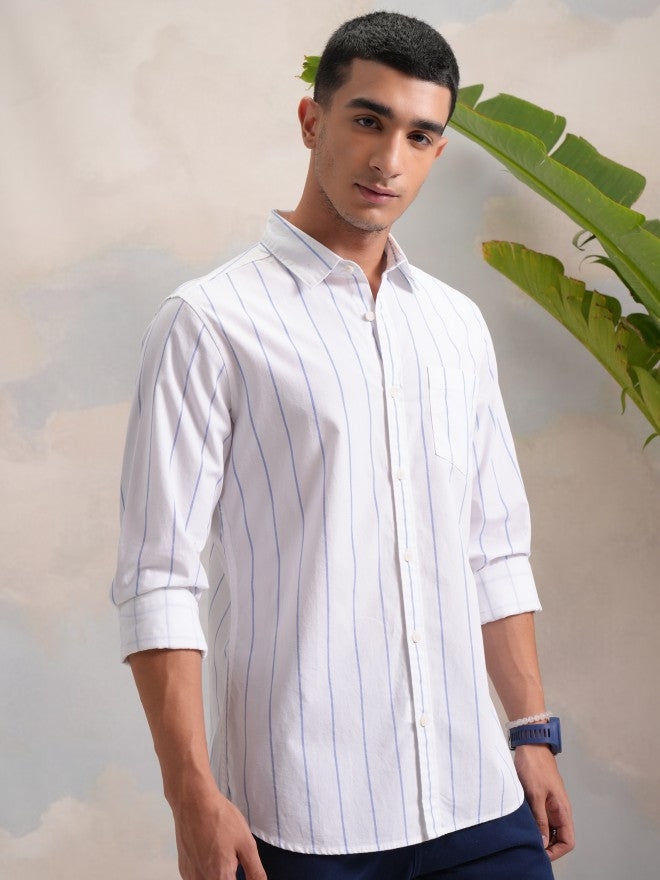 Highlander Men Black Striped Slim Fit Casual Shirt - Black - Image 6