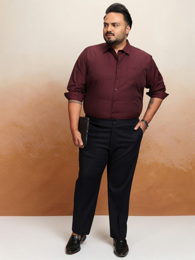 Xtra Ordinary By Highlander Men Burgundy Solid Regular Fit Casual Shirt - Burgundy - Image 2