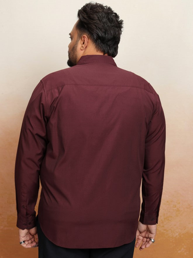 Xtra Ordinary By Highlander Men Burgundy Solid Regular Fit Casual Shirt - Burgundy - Image 3