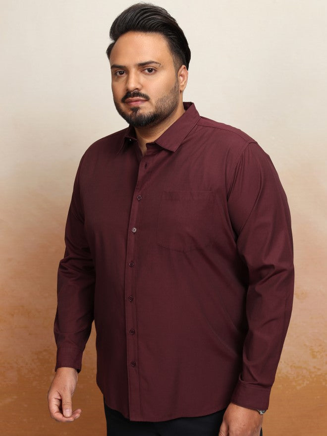 Xtra Ordinary By Highlander Men Burgundy Solid Regular Fit Casual Shirt - Burgundy - Image 4