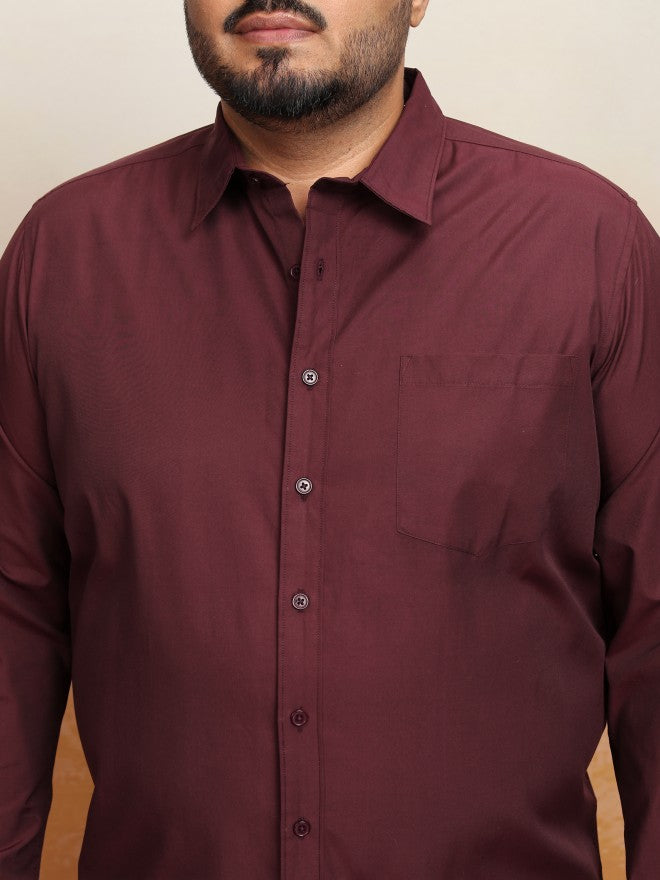 Xtra Ordinary By Highlander Men Burgundy Solid Regular Fit Casual Shirt - Burgundy - Image 5