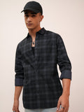 Highlander Men Blue Checked Slim Fit Casual Shirt - Blue - Image 1