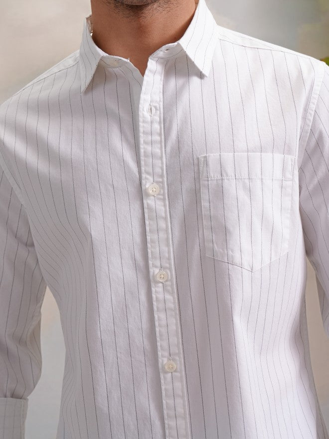 Highlander Men Black Striped Slim Fit Casual Shirt - Black - Image 5