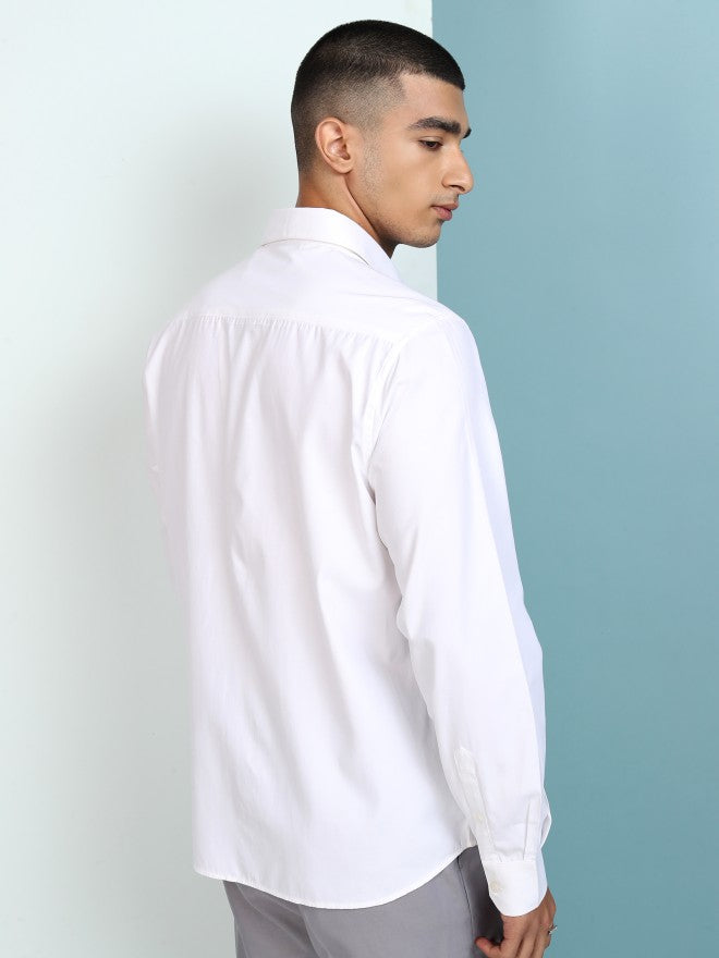 Highlander Men White Solid Slim Fit Casual Shirt - White - Image 3