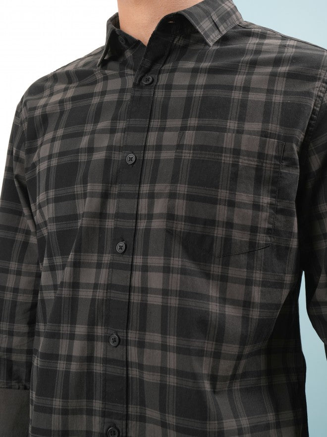 Highlander Men Black Checked Slim Fit Casual Shirt - Black - Image 5