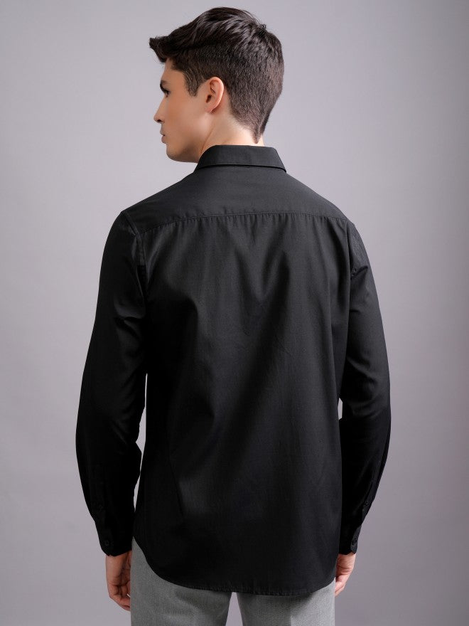 Highlander Men Black Solid Slim Fit Casual Shirt - Black - Image 3