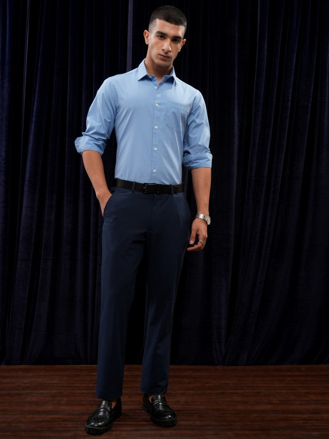 Highlander Men Blue Solid Slim Fit Casual Shirt - Blue - Image 2