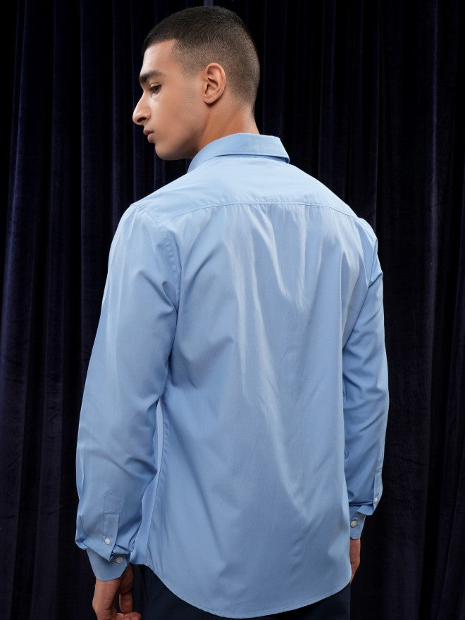 Highlander Men Blue Solid Slim Fit Casual Shirt - Blue - Image 3