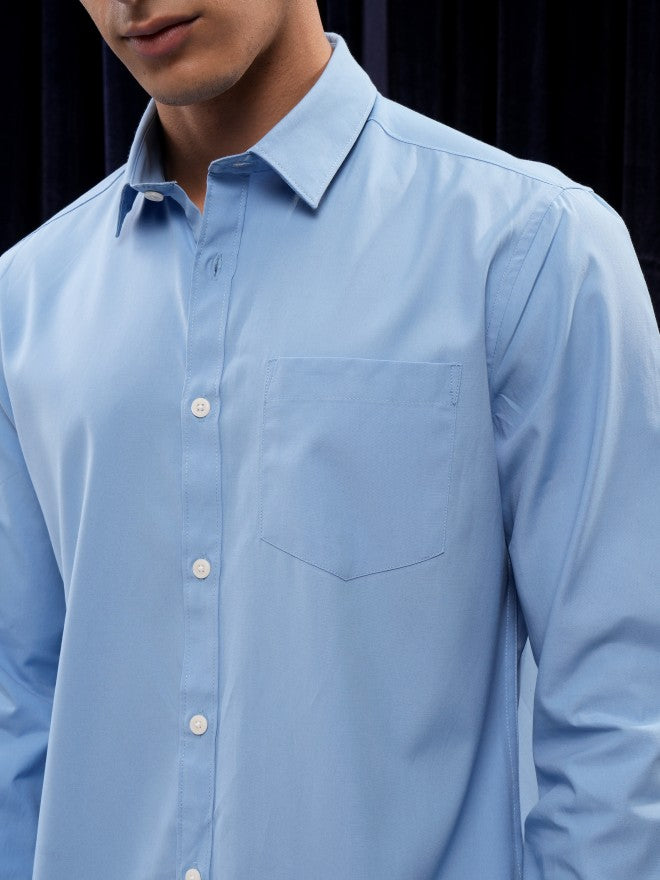 Highlander Men Blue Solid Slim Fit Casual Shirt - Blue - Image 5