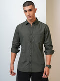 Highlander Men Olive Printed Slim Fit Casual Shirt - Olive - Image 1